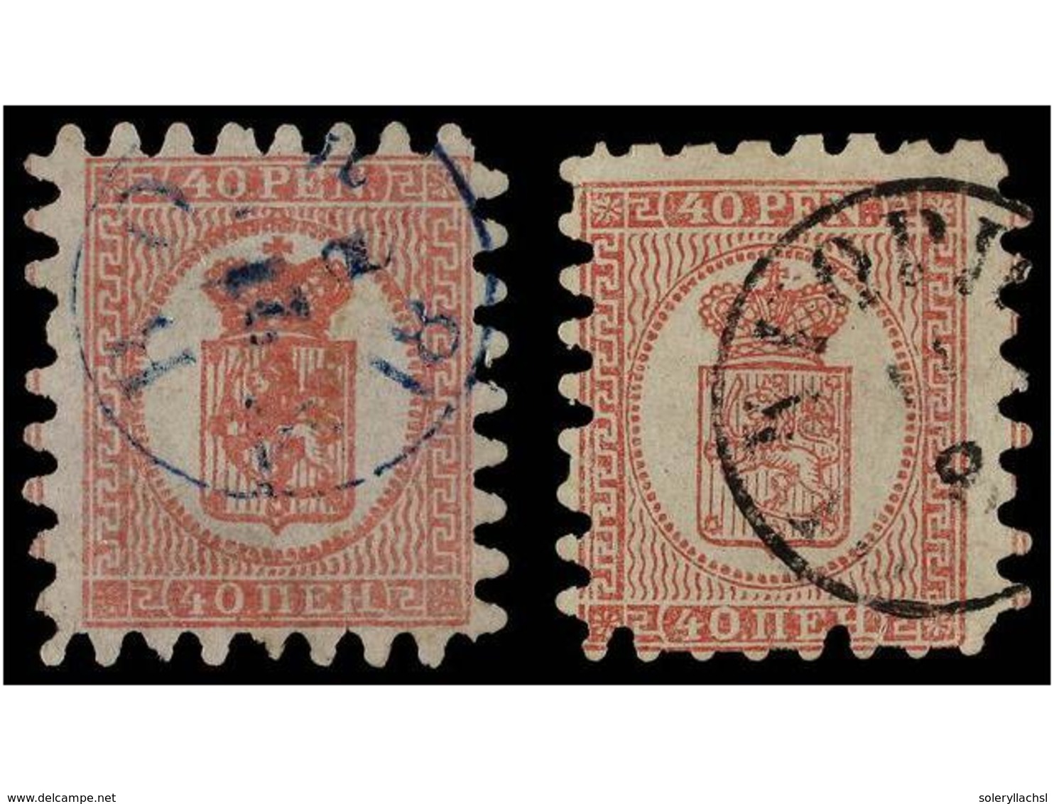 1534 ° FINLANDIA. Mi.9Bx (2). 1866. <B>40 P.</B> Rose. Two Stamps. Fine. Michel.200?. - Other & Unclassified