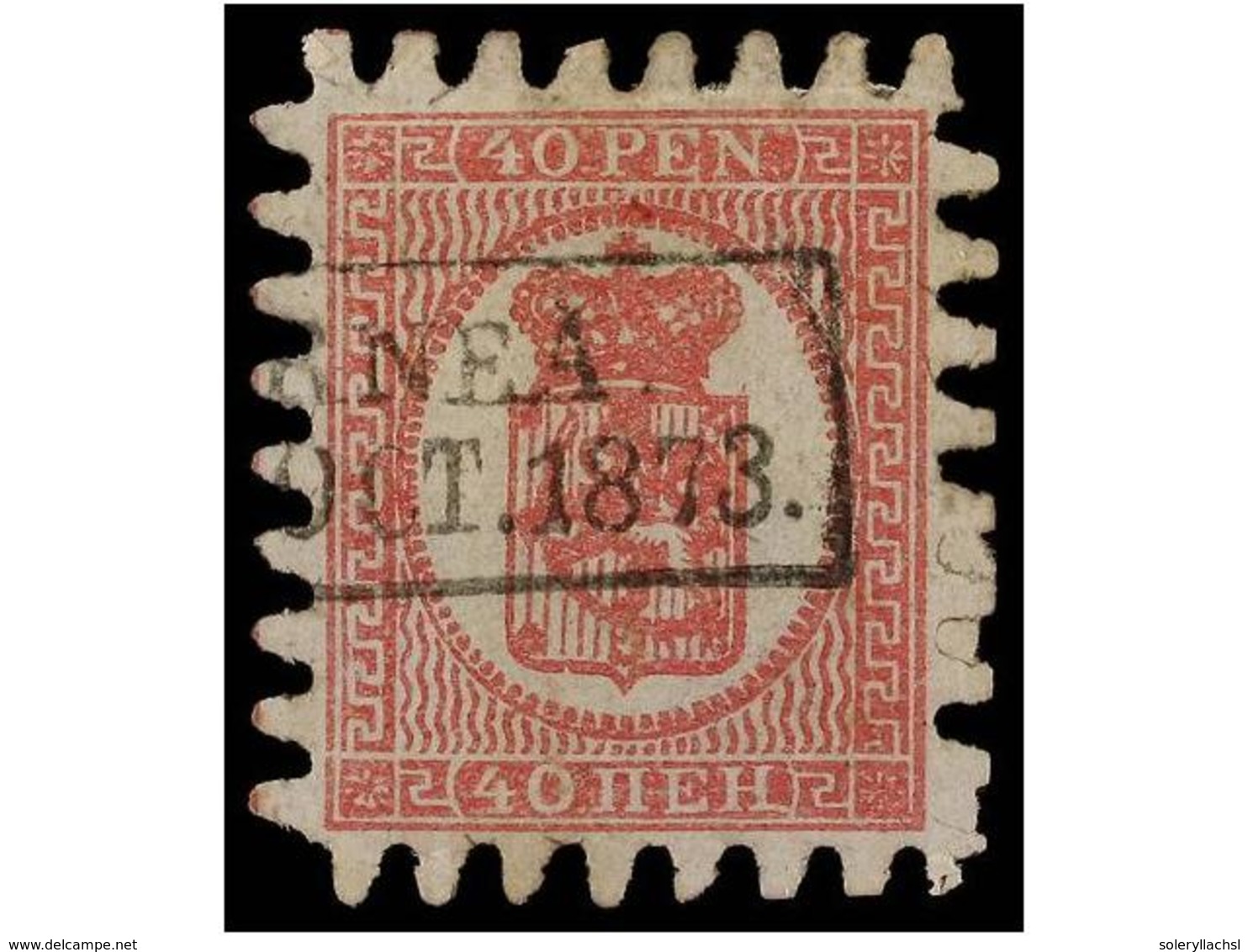 1537 ° FINLANDIA. Mi.9Cx. 1866. <B>40 P.</B> Carmine-rose. LUXE. Michel.120?. - Other & Unclassified