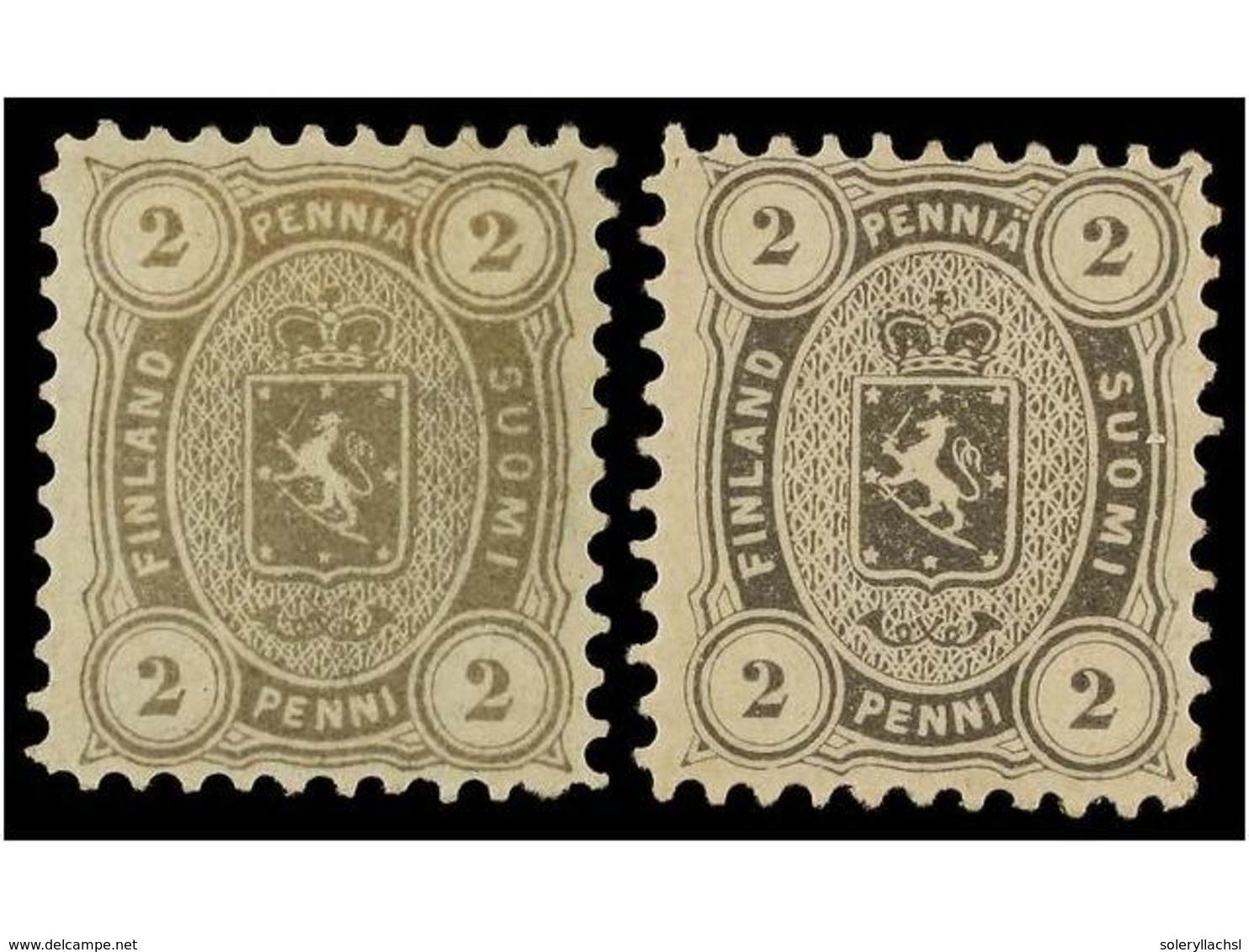 1541 * FINLANDIA. Mi.12Ax, 12Ay. 1875. <B>2 P.</B> Grey And Grey-black. Fine. Michel.150?. - Sonstige & Ohne Zuordnung