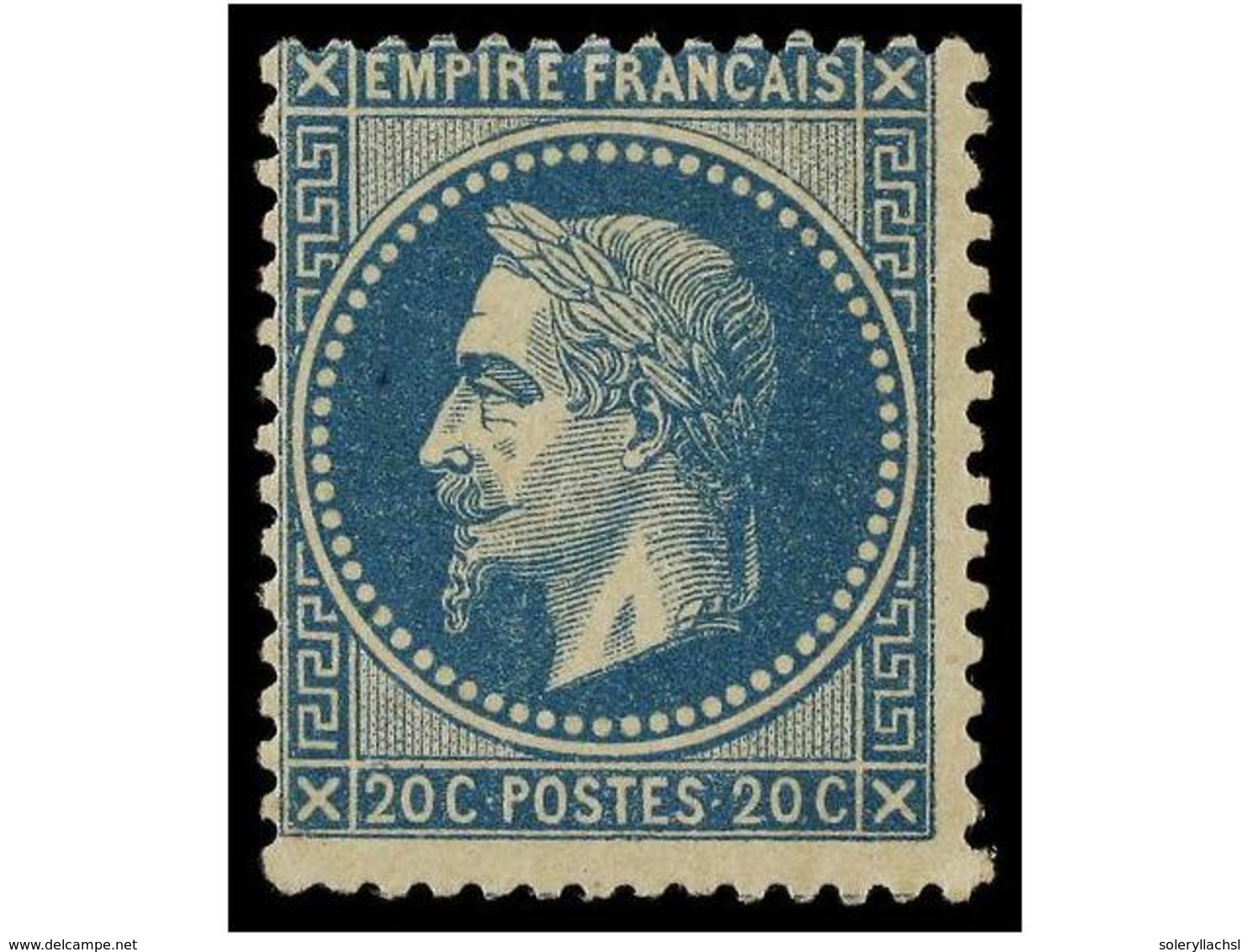 1569 * FRANCIA. Yv.29A. 1868. <B>20 Cts.</B> Azul Oscuro, Tipo I. MAGNÍFICO EJEMPLAR. Cat. 425?. - Sonstige & Ohne Zuordnung