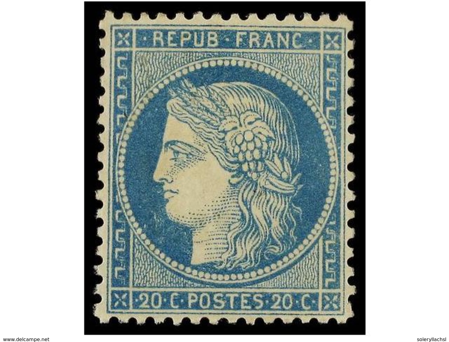 1574 (*) FRANCIA. Yv.37. 1870. <B>20 Cts.</B> Azul. Sin Goma. Muy Bonito Ejemplar. Yvert.120?. - Sonstige & Ohne Zuordnung