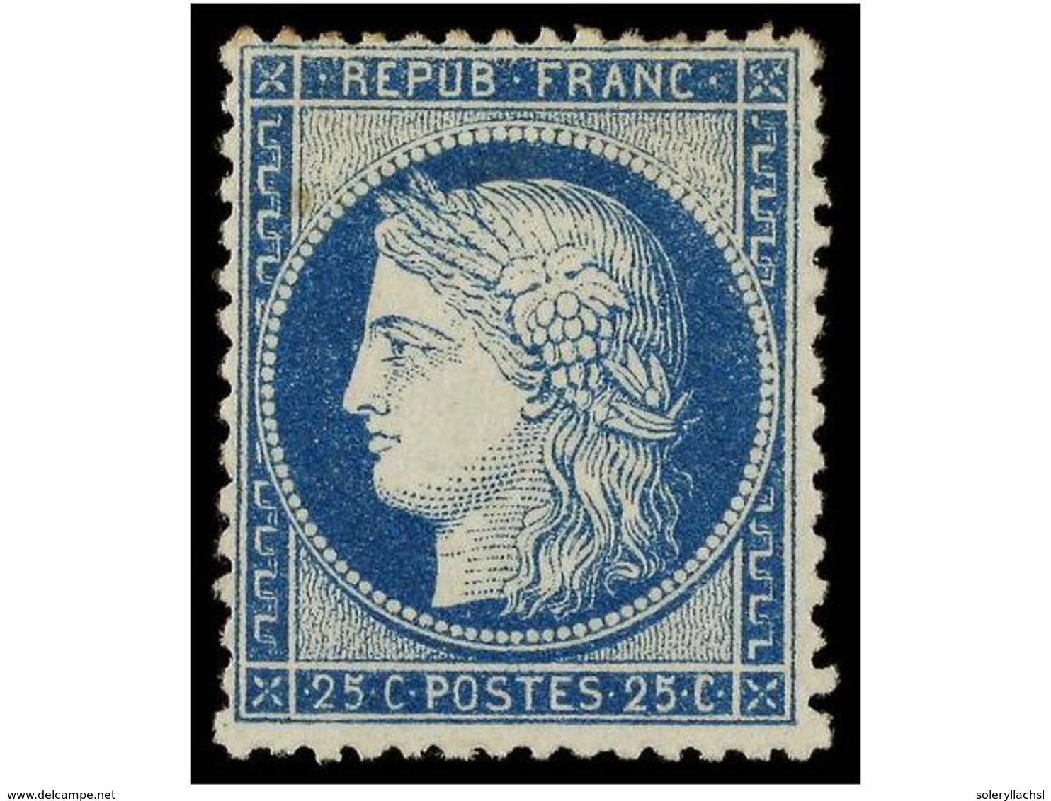 1584 * FRANCIA. Yv.60C. 1871. <B>25 Cts. </B>azul. Tipo III. Magnífico Ejemplar. Yvert.180?. - Sonstige & Ohne Zuordnung