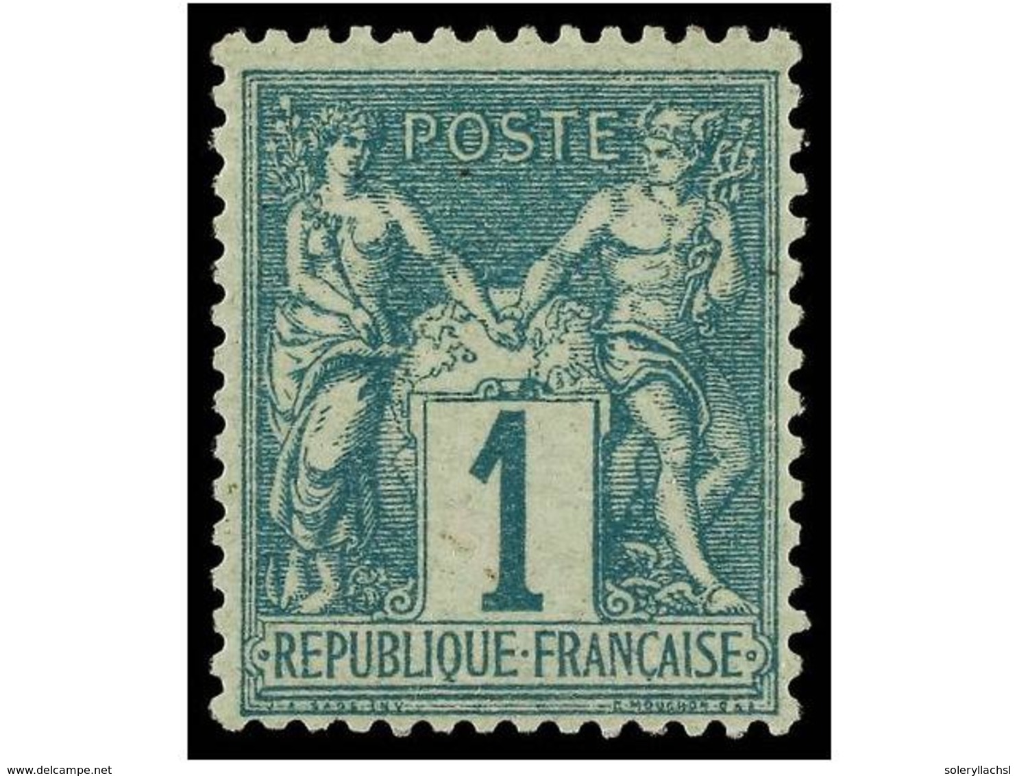 1586 * FRANCIA. Yv.61. 1876-78. <B>1 Cto.</B> Green. Nice Copy. Yvert.200. - Sonstige & Ohne Zuordnung