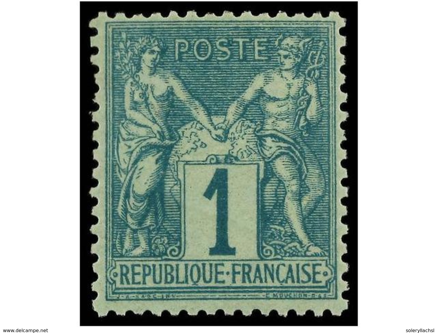 1587 * FRANCIA. Yv.61. 1876-78. <B>1 Cto.</B> Verde. MAGNÍFICO EJEMPLAR. Yvert.200?. - Sonstige & Ohne Zuordnung