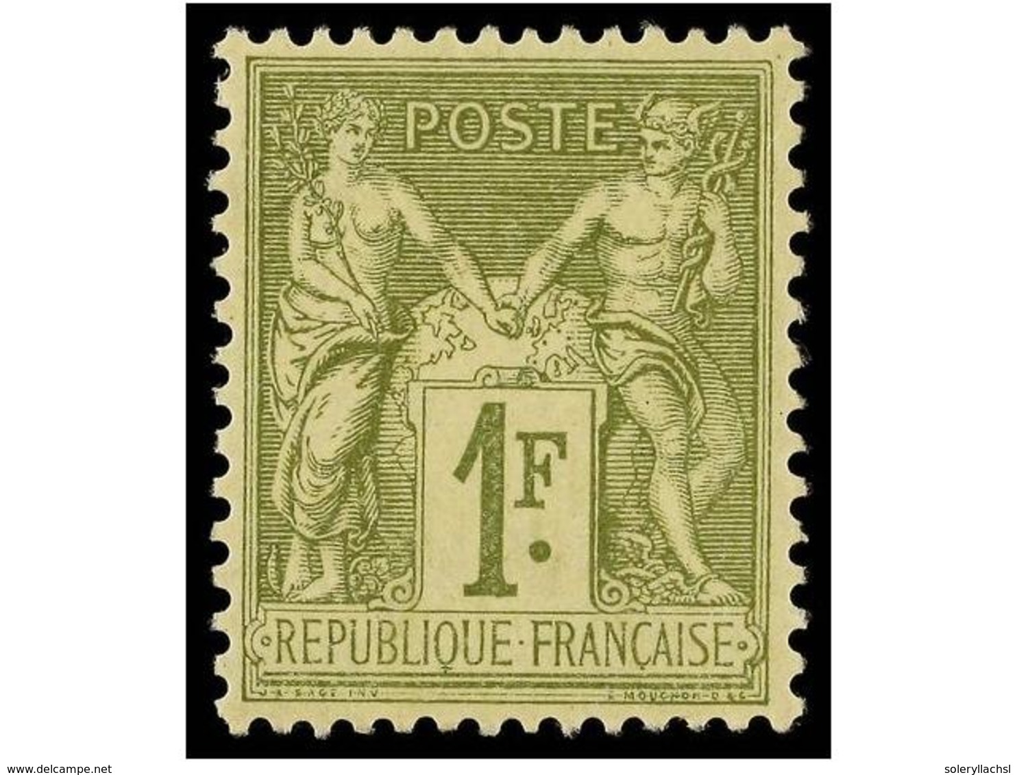 1598 * FRANCIA. Yv.82. 1876-78. <B>1 Fr.</B> Olive. Very Well Centered. Fresh Colour. Yvert.225?. - Sonstige & Ohne Zuordnung