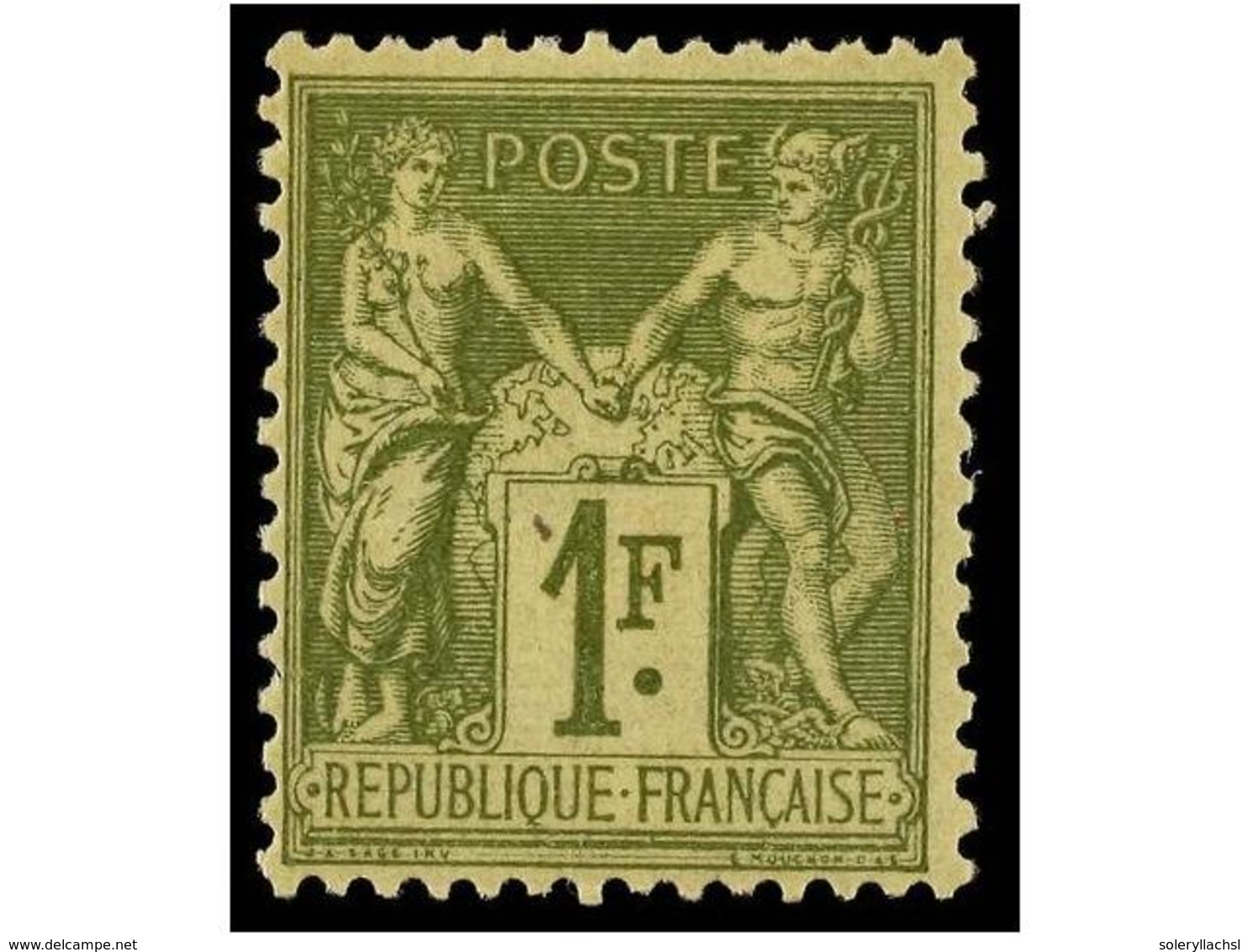 1599 * FRANCIA. Yv.82. 1876-78. <B>1 Fr.</B> Olive. Well Centered. Fresh Colour. Yvert.225. - Sonstige & Ohne Zuordnung