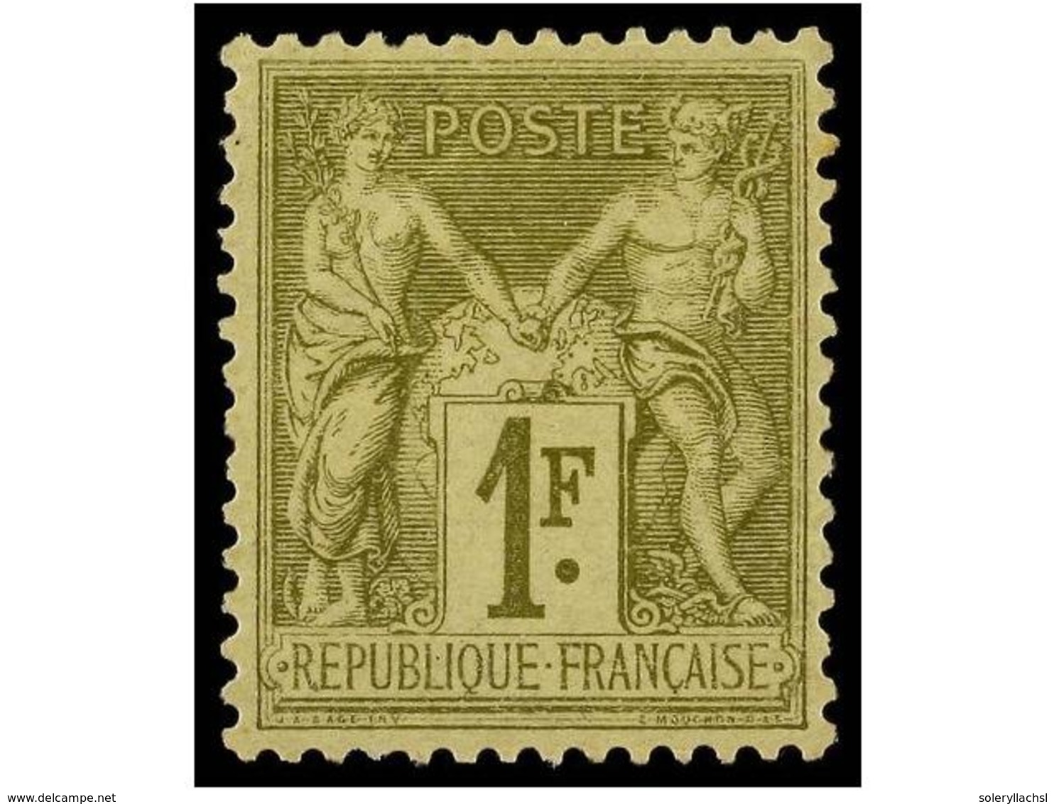 1600 * FRANCIA. Yv.82. 1872-78. <B>1 FR.</B> Olive, Very Well Centered. Yvert.225?. - Other & Unclassified