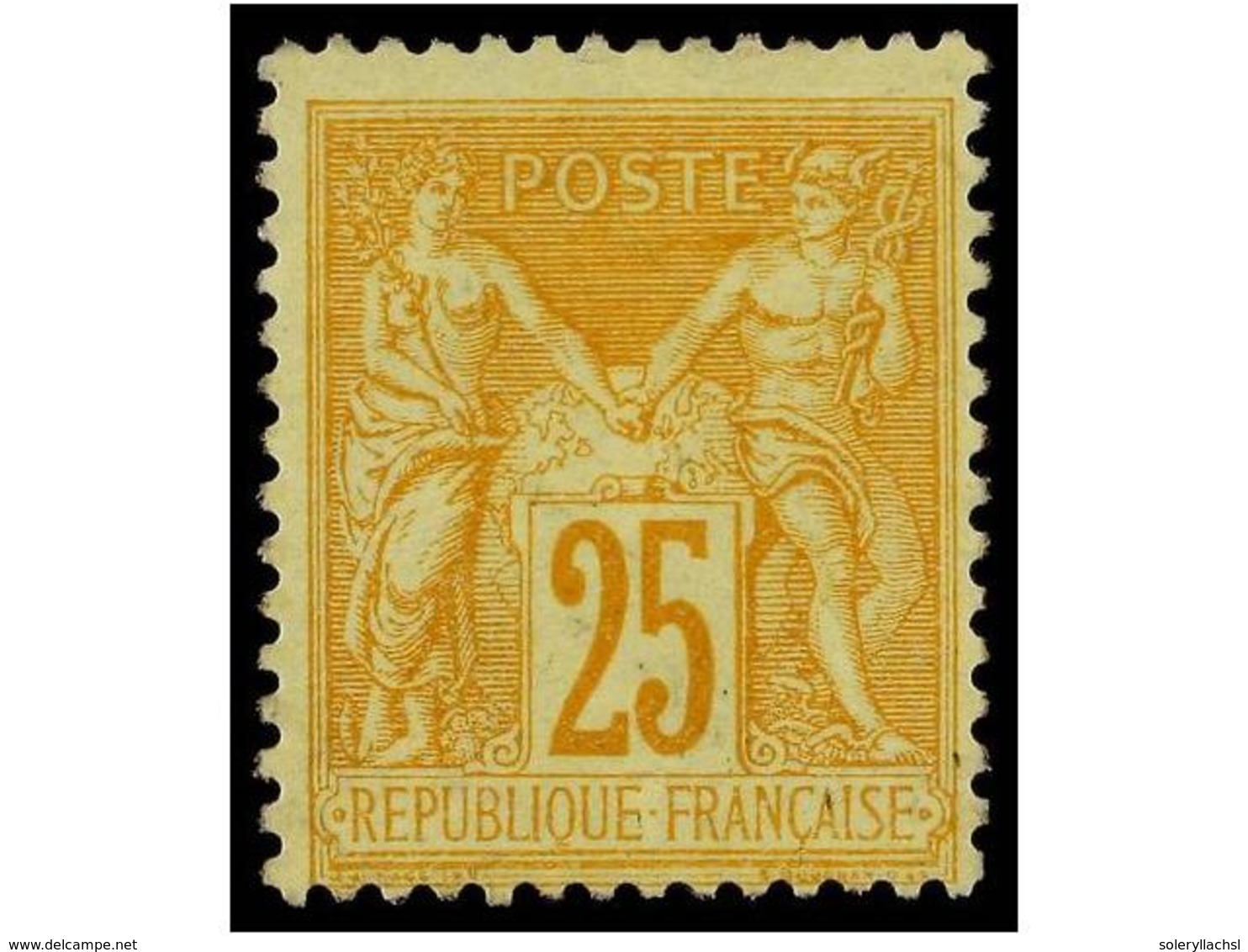 1604 * FRANCIA. Yv.92. 1877-80. <B>25 Cts.</B> Yellow, Fresh Colour. Yvert.500?. - Sonstige & Ohne Zuordnung