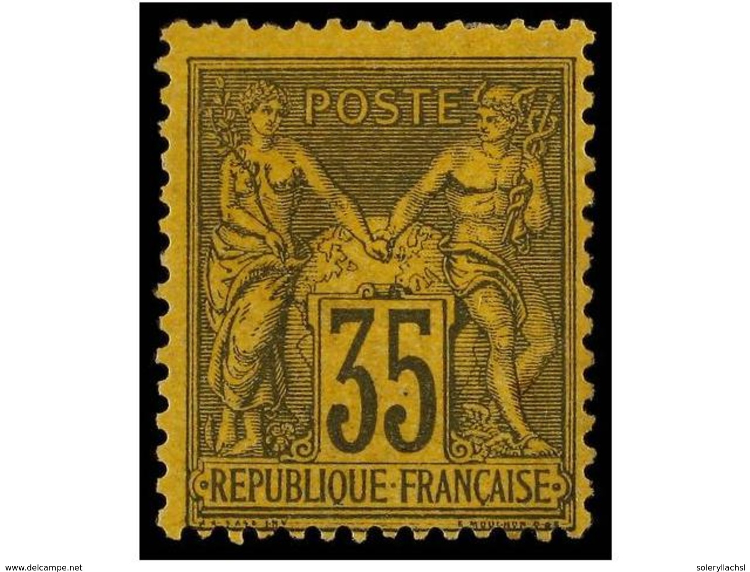 1605 * FRANCIA. Yv.93. 1877-80. <B>35 Cts.</B> Violeta S. Amarillo. Goma Original. Bonito Ejemplar. Yvert.750?. - Other & Unclassified