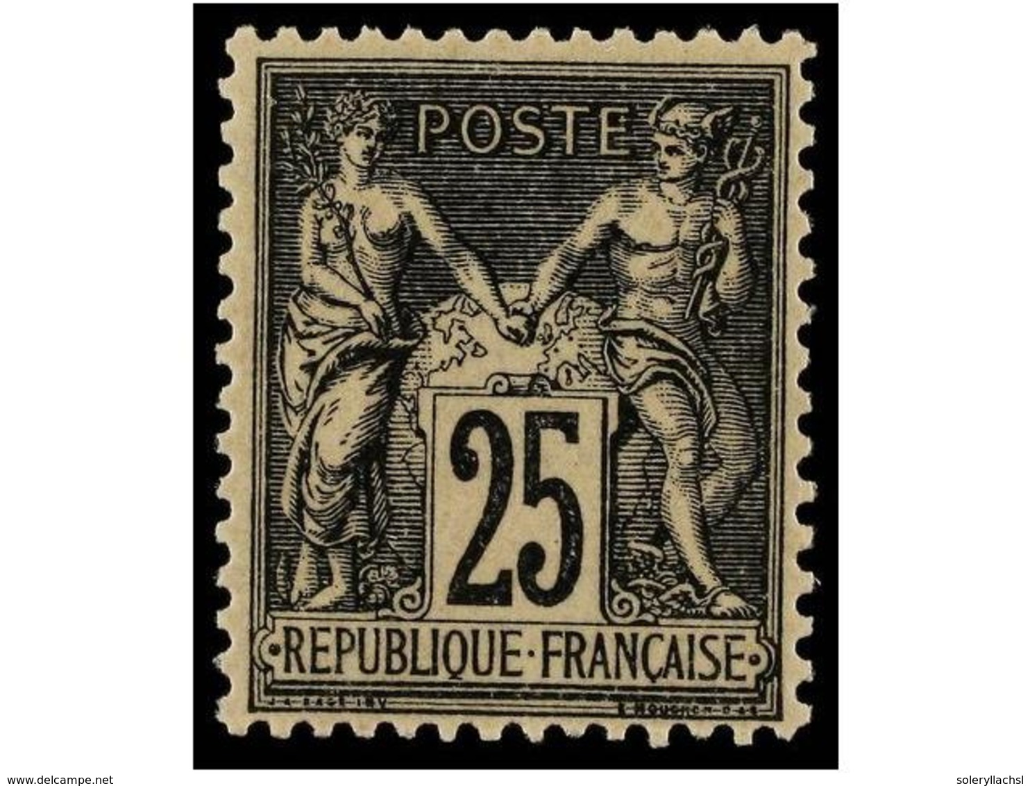 1609 ** FRANCIA. Yv.97. 1884-90. <B>25 Cts.</B> Negro S. Rosa. Color Muy Fresco, Goma Original Sin Fijasellos. Cat. 180? - Other & Unclassified