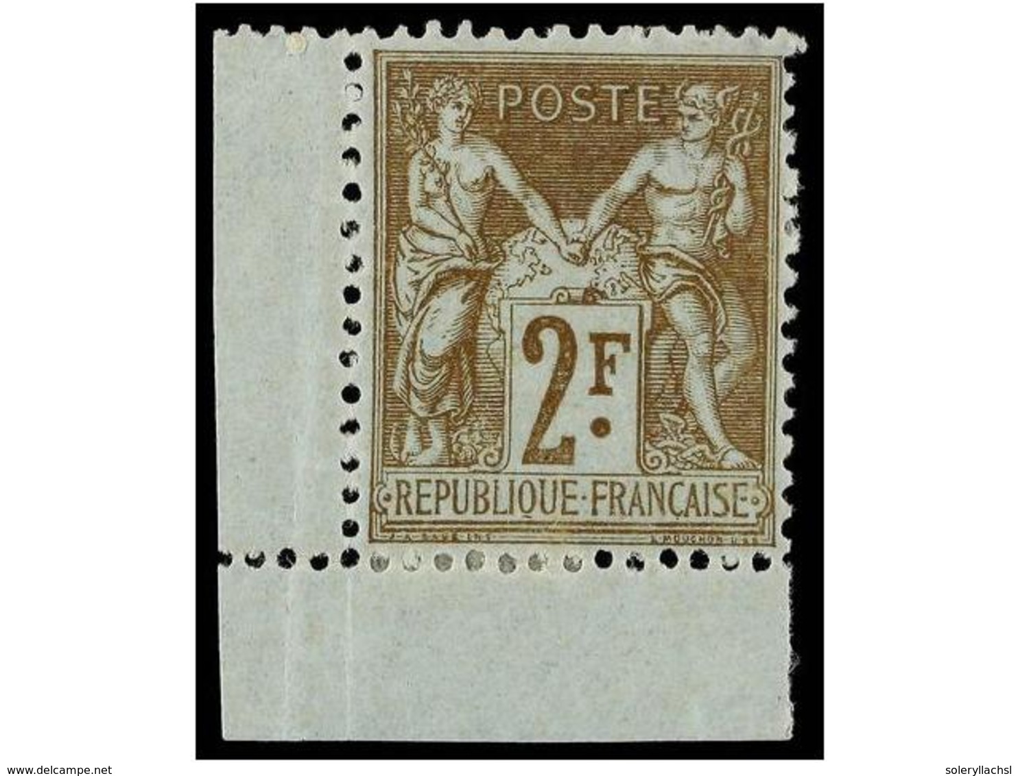 1616 * FRANCIA. Yv.105. 1898. <B>2 Frs.</B> Bistre. Corner Copy. Very Fresh. Cat. 190?. - Other & Unclassified