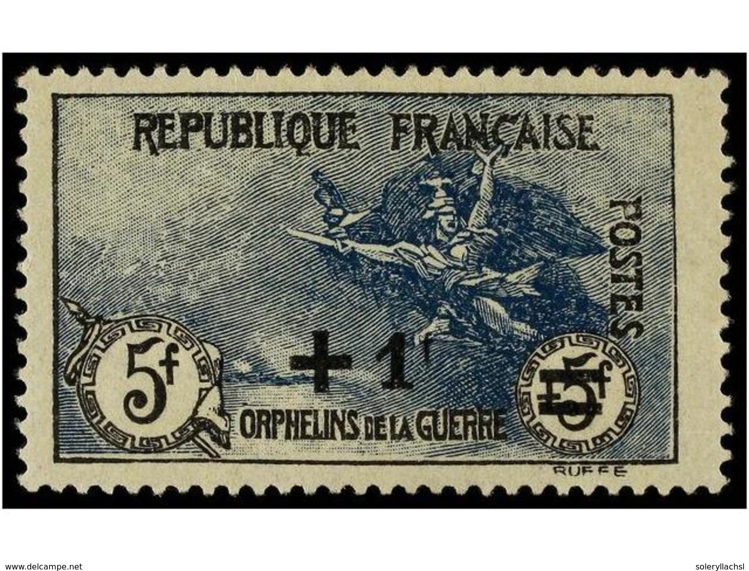 1624 ** FRANCIA. Yv.169. 1922. <B>1 Fr. On 5 F + 5 F</B> Blue, Never Hinged. Yvert.350?. - Other & Unclassified