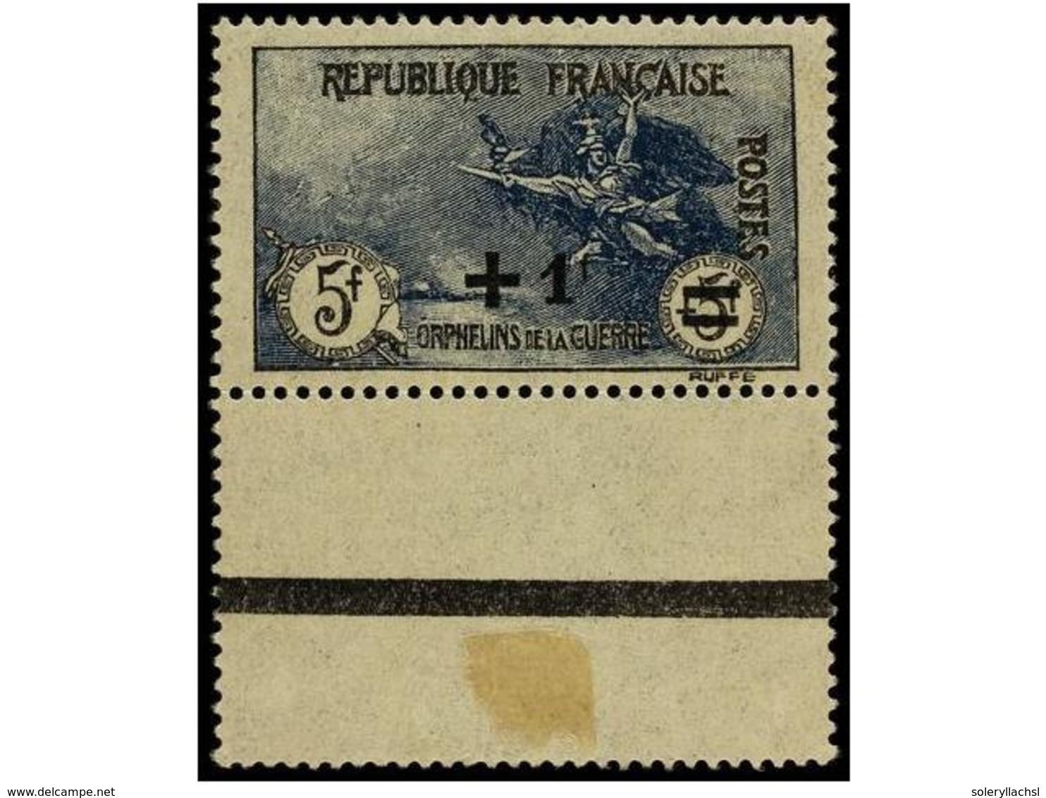 1626 ** FRANCIA. Yv.169. 1922. <B>1 Fr.</B> <B>on 5 Fr. + 5 Fr.</B> Blue, Never Hinged. Yvert.350?. - Other & Unclassified