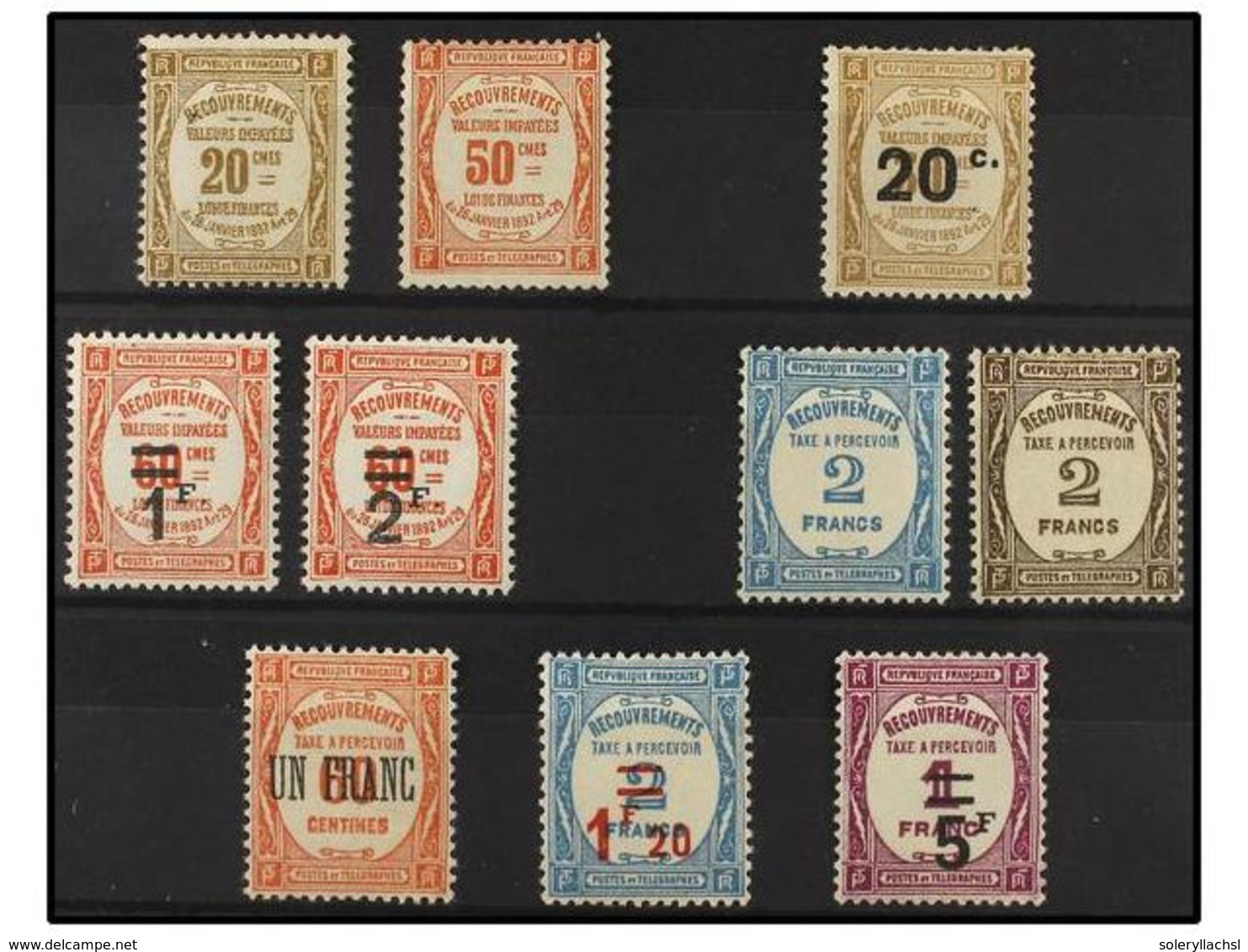 1643 * FRANCIA. Yv.T-45, 47, 49, 53, 54. 1908-31. <B>TASAS.</B> Conjunto De Sellos En Nuevo, Muy Bonitos Ejemplares. Yve - Other & Unclassified