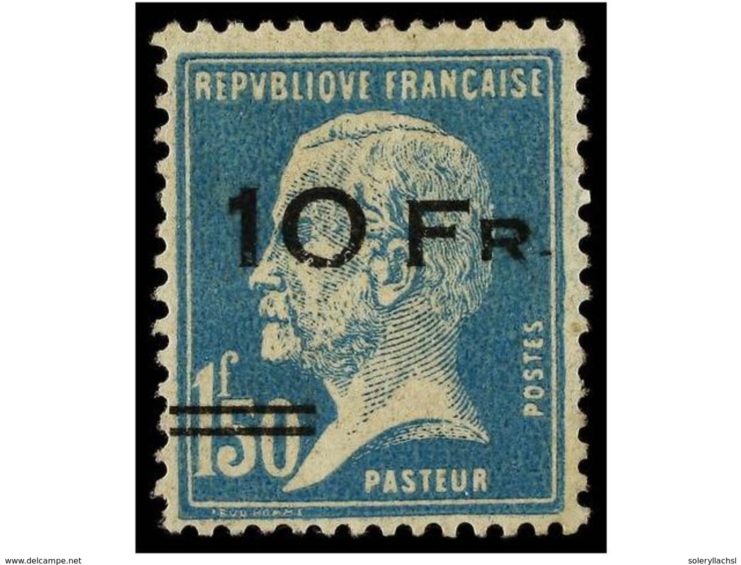 1652 * FRANCIA. Yv.A-4a. 1928. <B>10 Fr. S.</B> <B>1 F 50 </B>azul. <B>SOBRECARGA ESPACIADA </B>(8 Mm). RARÍSIMO. Cert.  - Sonstige & Ohne Zuordnung