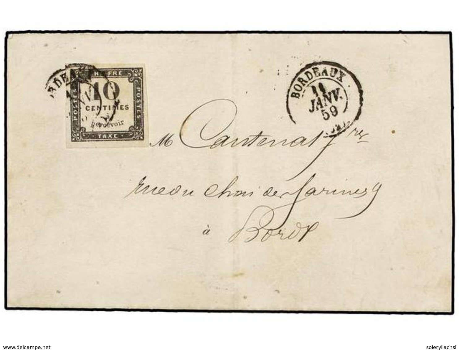 1724 FRANCIA. Yv.T-1. 1859. BURDEOS. Faja De Prensa Circulada Con Sello De <B>10 Cts. </B>negro. LITOGRAFIADO. MAGNÍFICA - Other & Unclassified