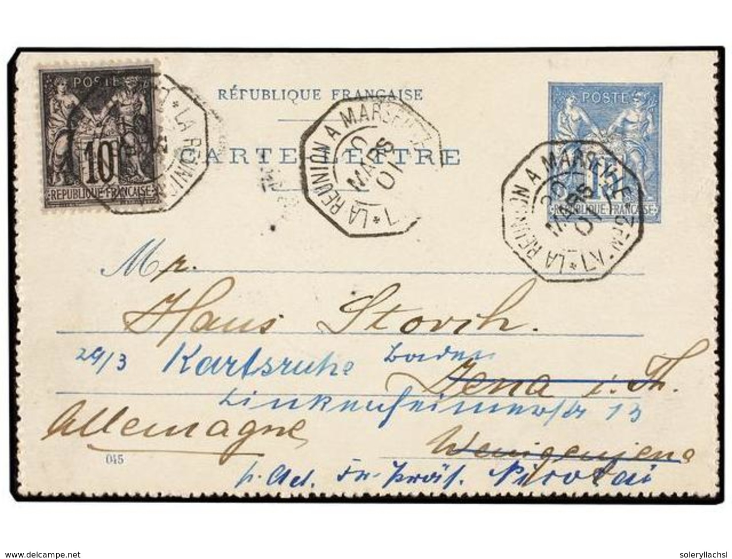 1926 FRANCIA. 1901 (March 20). France <B>15c.</B> Blue Postal Stationery Letter-card Used To KARLSRUHE (Germany). Up-rat - Other & Unclassified