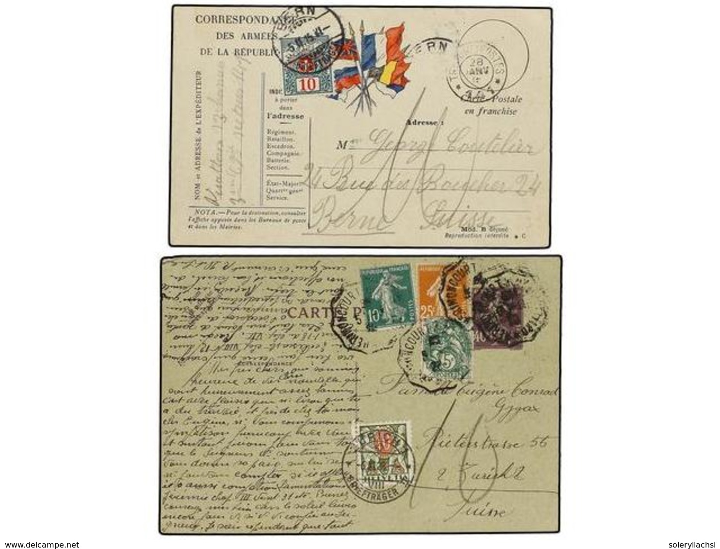 1941 FRANCIA. 1915-28. 4 Covers And Cards With Swiss Postage Due Stamps. - Sonstige & Ohne Zuordnung