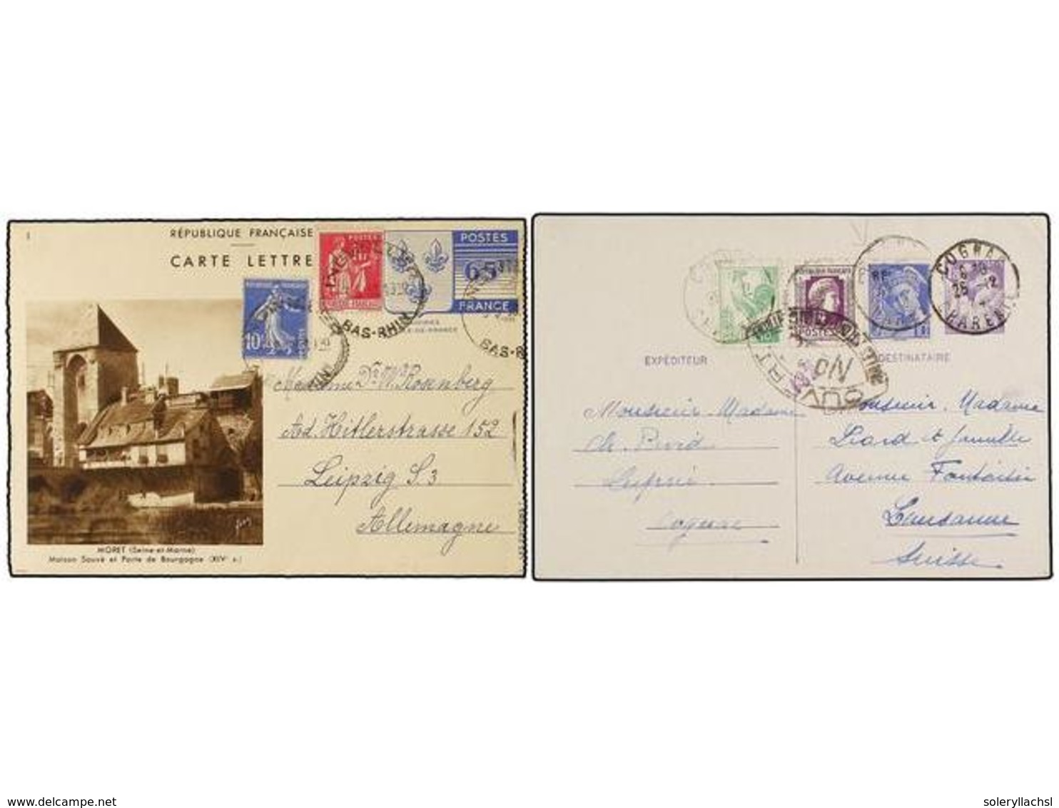 1967 FRANCIA. 1938-44. Dos Enteros Postales Con Franqueos Adicionales. - Other & Unclassified