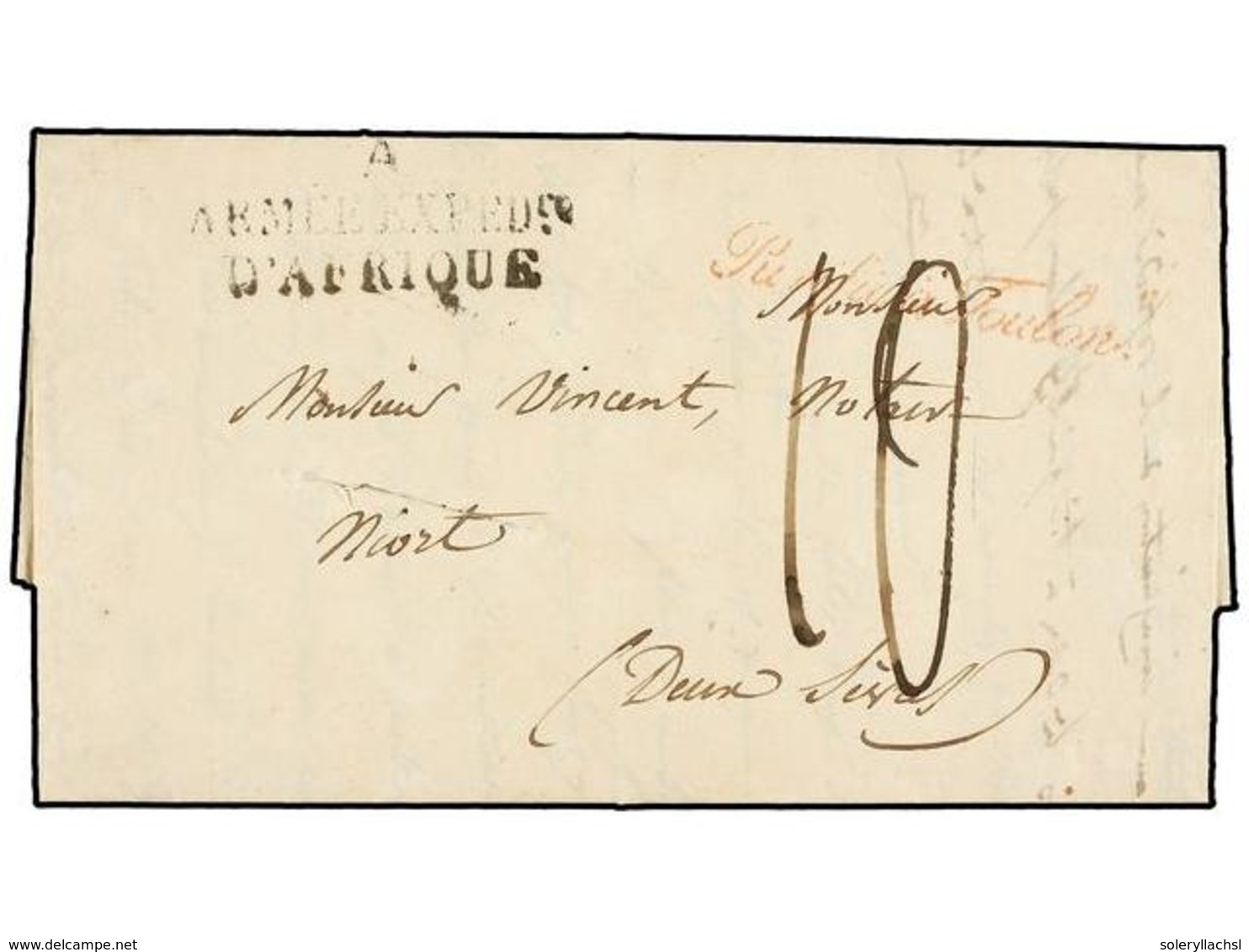 1980 ARGELIA. 1833. ARGEL A FRANCIA. Carta Completa Marca <B>A/ARMEE EXPEDR./D'AFRIQUE</B> En Negro Y <B>PURIFIE A TOULO - Other & Unclassified