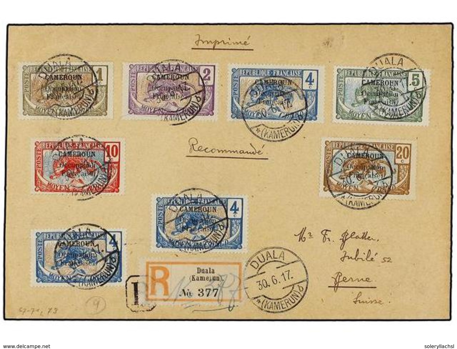 2002 CAMERUN. 1917. DUALA A SUIZA Precioso Franqueo, Carta Certificada, Al Dorso Llegada. - Sonstige & Ohne Zuordnung