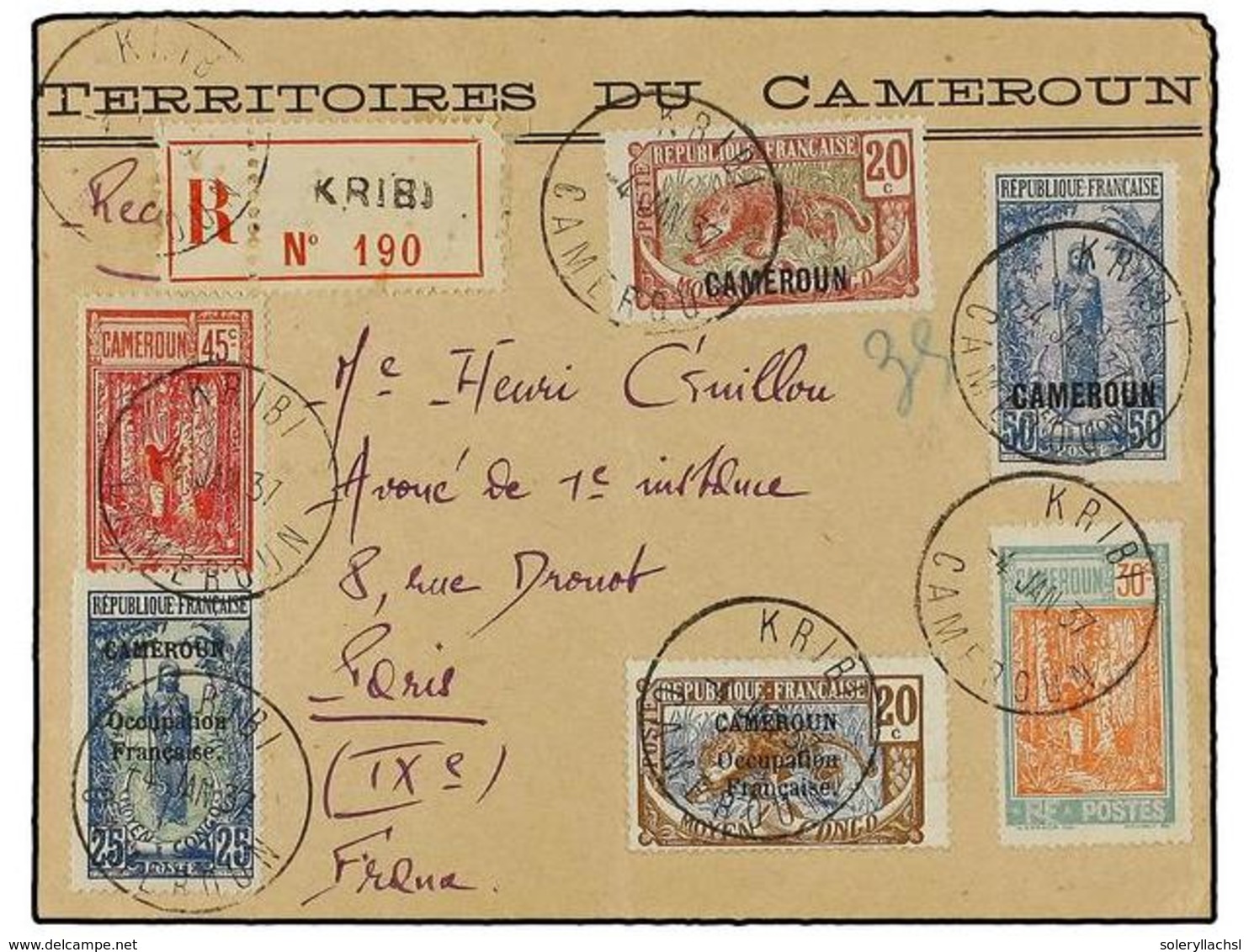 2006 CAMERUN. 1937. KRIBI A FRANCIA. Precioso Franqueo, Carta Certificada, Al Dorso Llegada. - Other & Unclassified