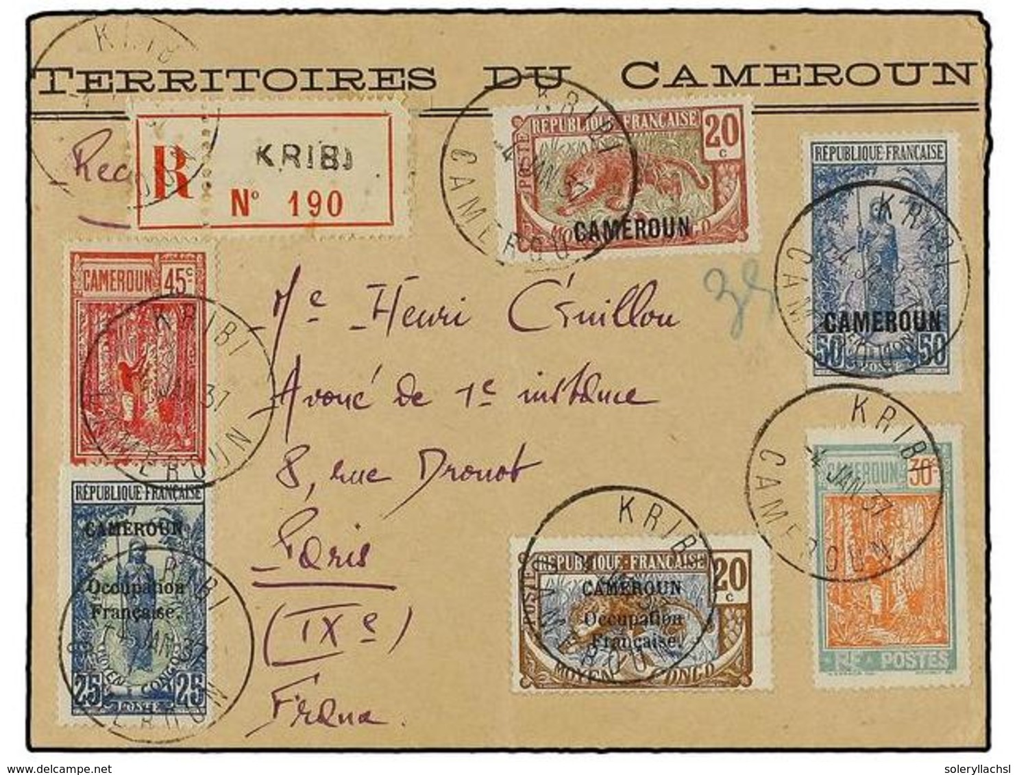 2006 CAMERUN. 1937. KRIBI A FRANCIA. Precioso Franqueo, Carta Certificada, Al Dorso Llegada. - Sonstige & Ohne Zuordnung