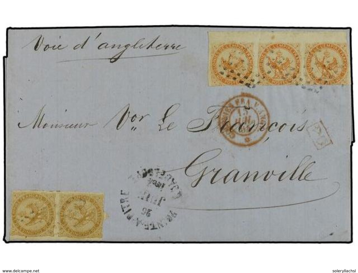 2039 GUADALUPE. 1864 (June 26). Entire Letter From Pointe A Pitre Via UK To France Franked By General Issues 1859 <B>10c - Sonstige & Ohne Zuordnung