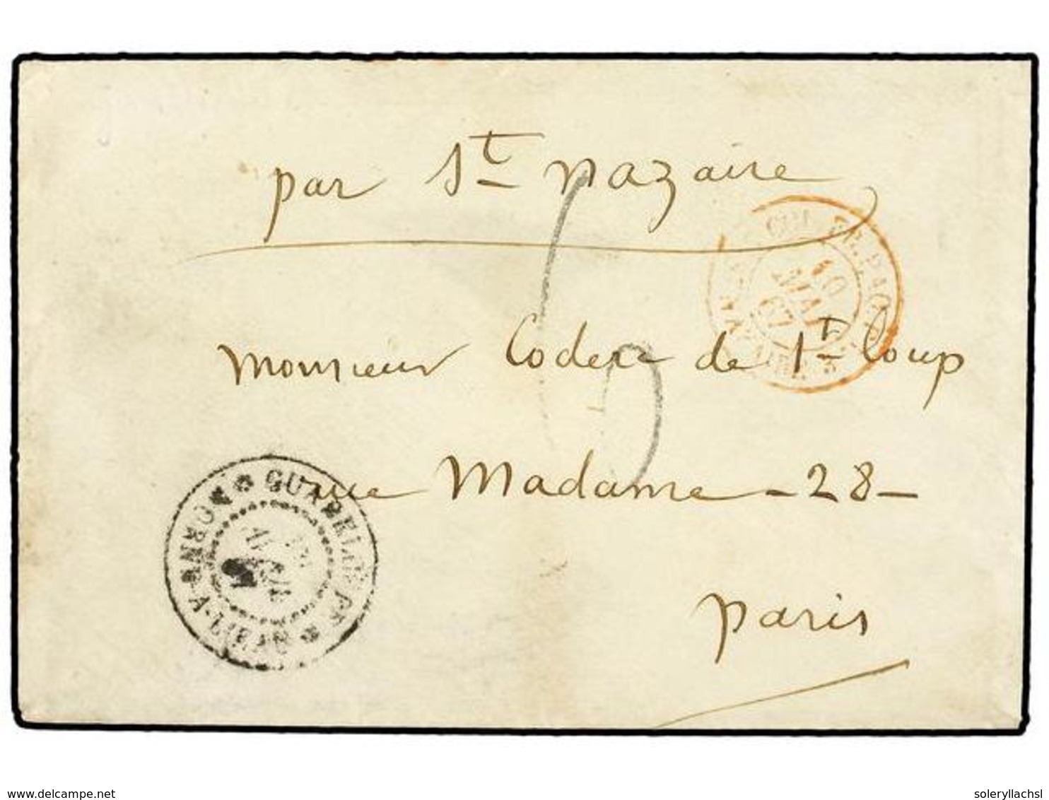 2041 GUADALUPE. 1867 (April). Small Unpaid Envelope To PARIS With Fine Strike Of Rare <B>GUADELOUPE / MORNE-A-L'EAU</B>  - Other & Unclassified