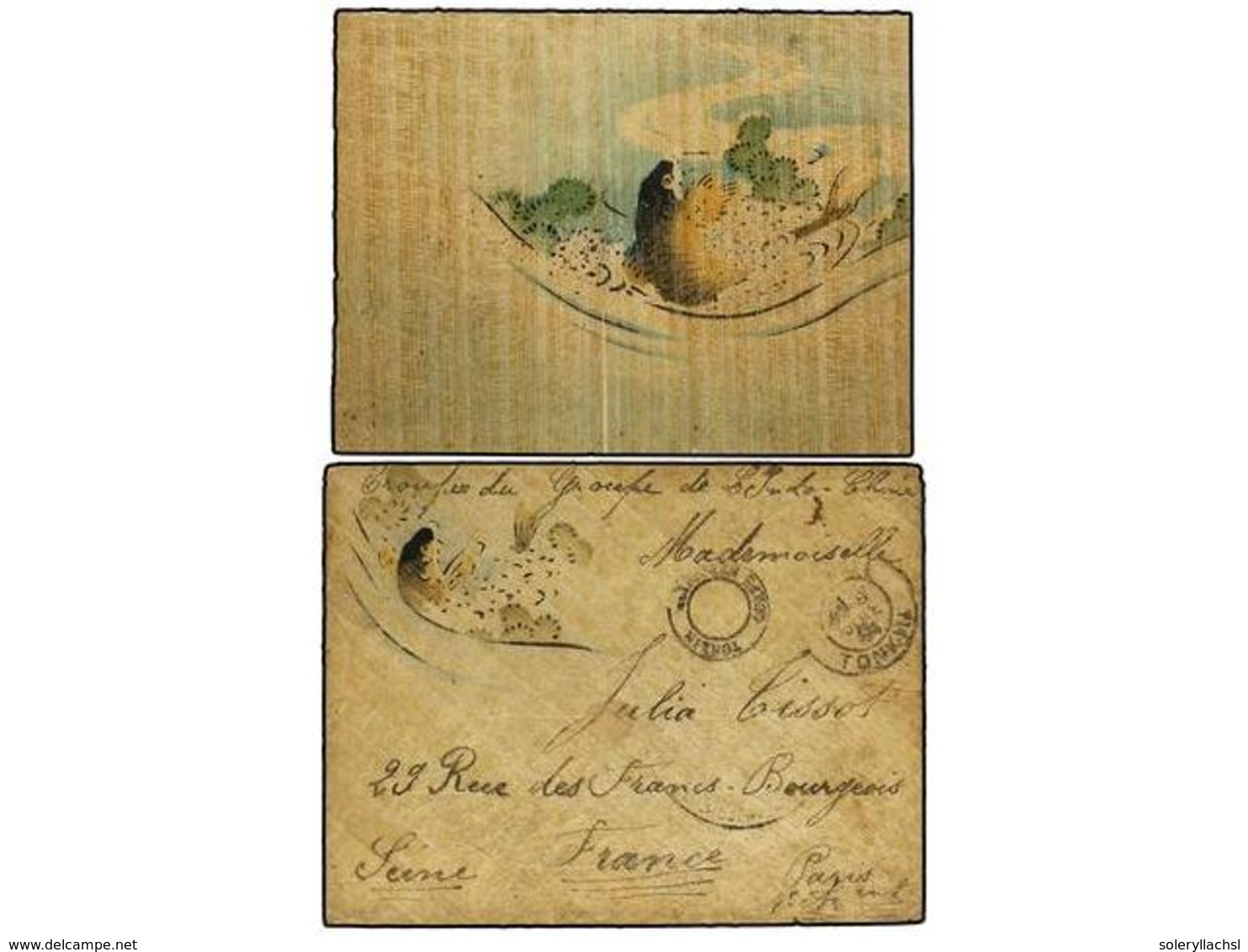 2107 INDOCHINA. 1904. HANOI A FRANCIA. Sobre Y Tarjeta Interior Ilustrado A Mano Circulada Con Marca De <B>FRANQUICIA MI - Other & Unclassified