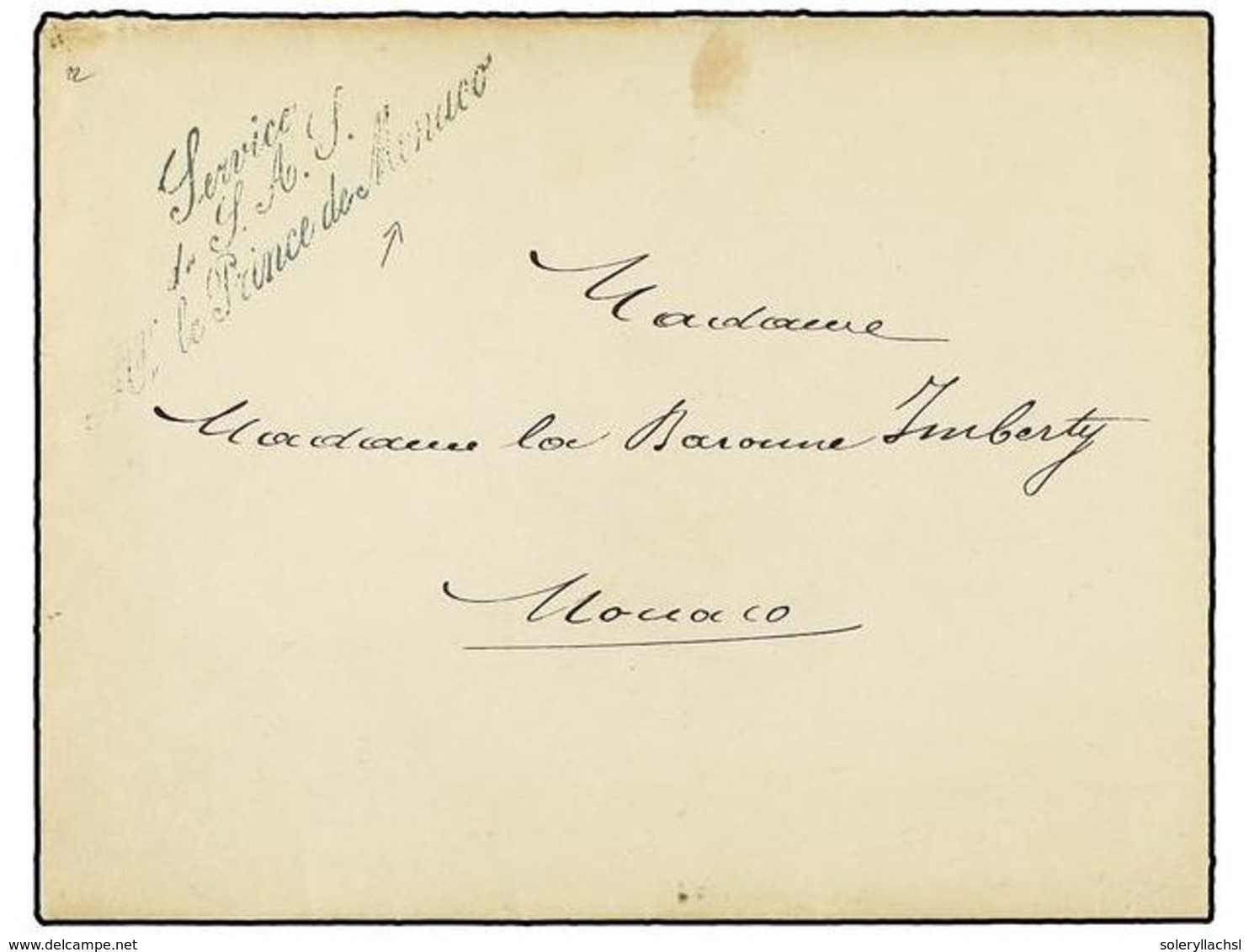 2243 MONACO. (1870 CA.). Sobre Sin Fechar Circulado En MÓNACO. Marca De Franquicia <B>SERVICE/DE S.A.S./MGR. LE PRINCE D - Sonstige & Ohne Zuordnung