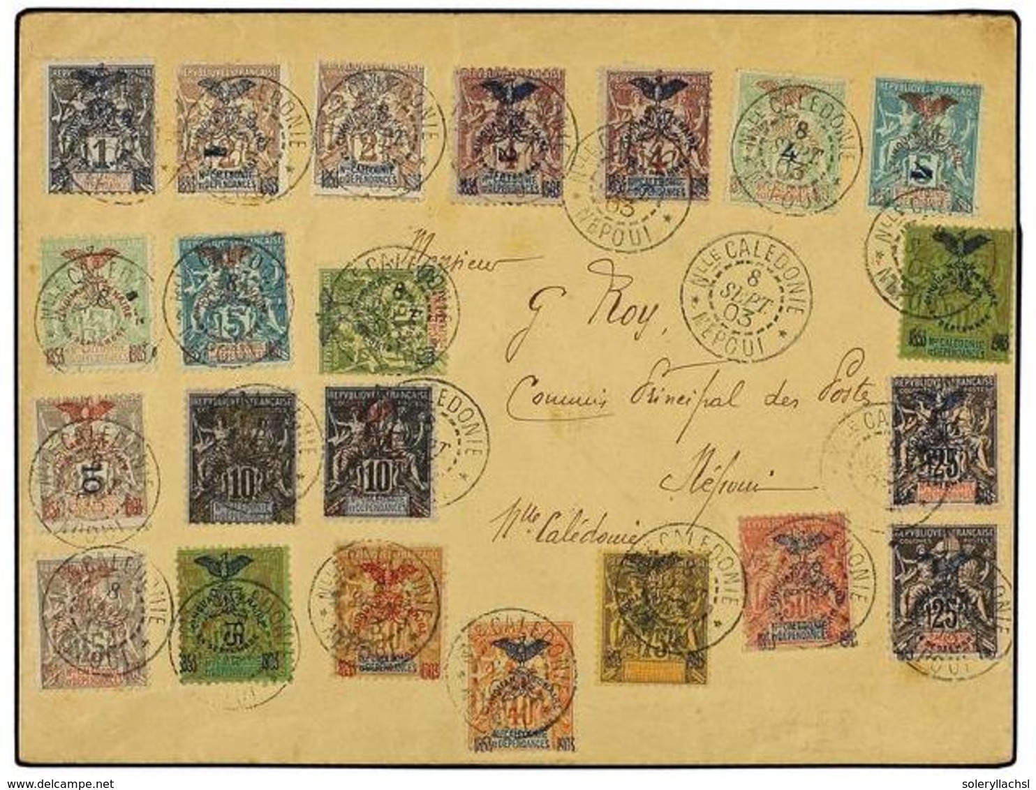 2275 NUEVA CALEDONIA. 1903 (Sept 8). Local Cover Franked By 1903 50th Anniversary Complete Set (Ceres 67-80) And Re-valu - Other & Unclassified