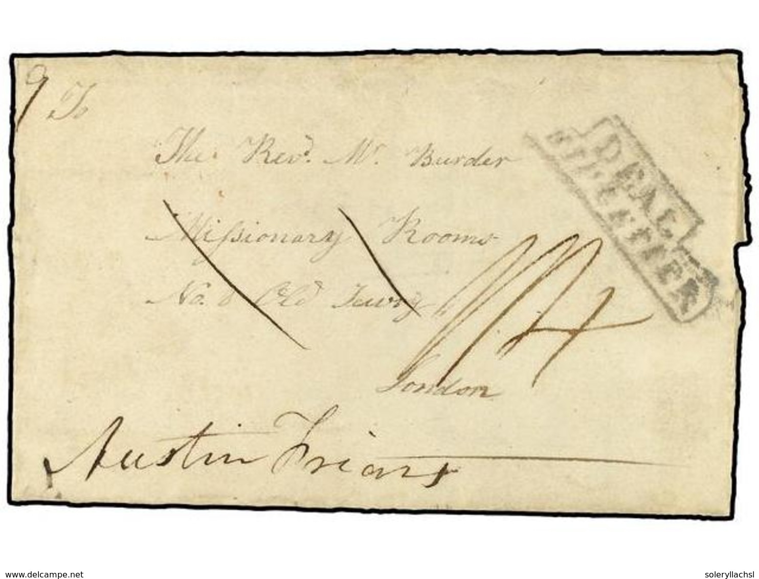 2290 TAHITI. 1822 (Aug 22). Very Early Entire Letter To London From Emeo (Moorea Islands) With Framed <B>'DEAL - SHIP LE - Sonstige & Ohne Zuordnung
