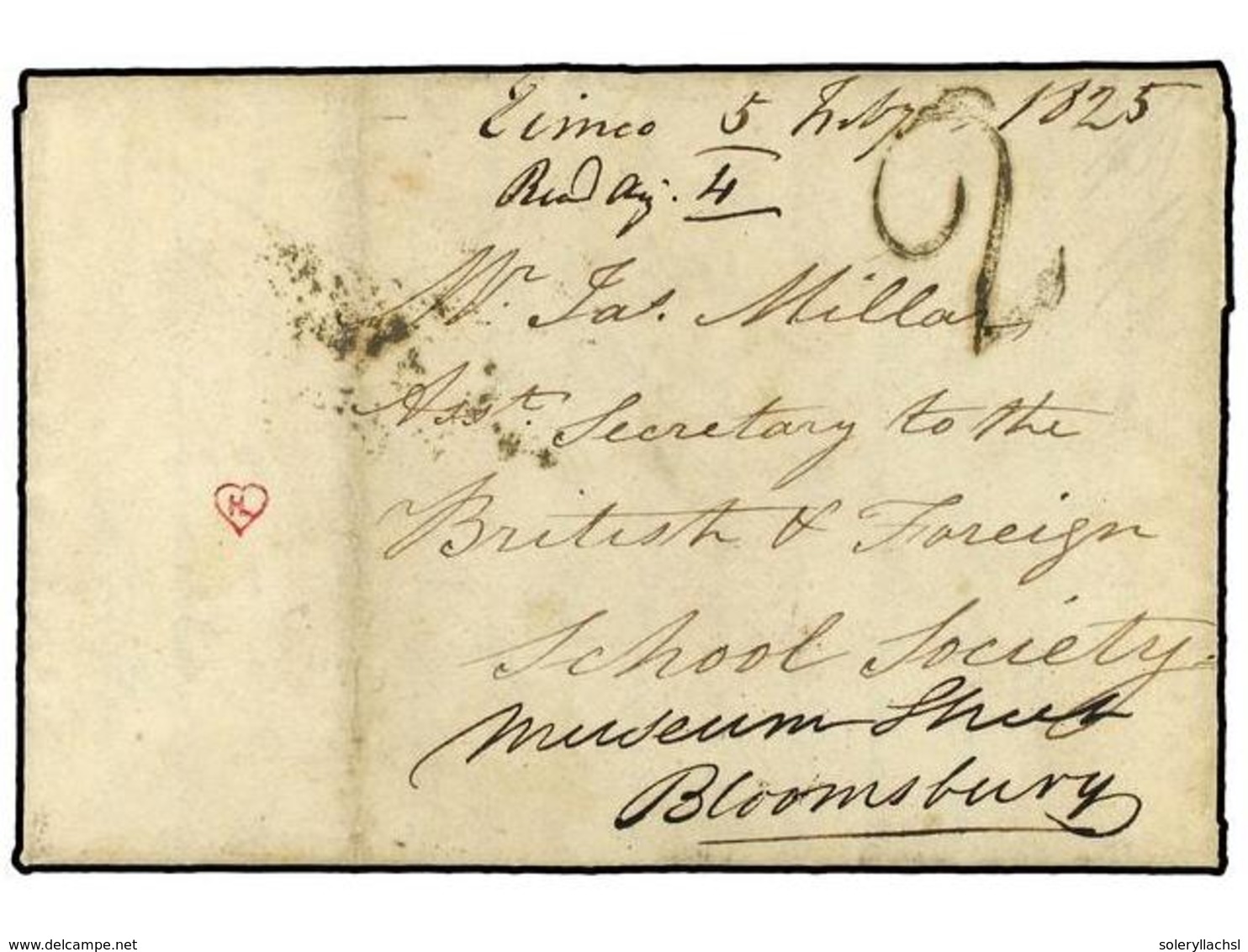 2291 TAHITI. 1825 (Feb 5). Very Early Entire Letter To London From Emeo (Moorea Islands) Written By A Missionary, Carrie - Sonstige & Ohne Zuordnung