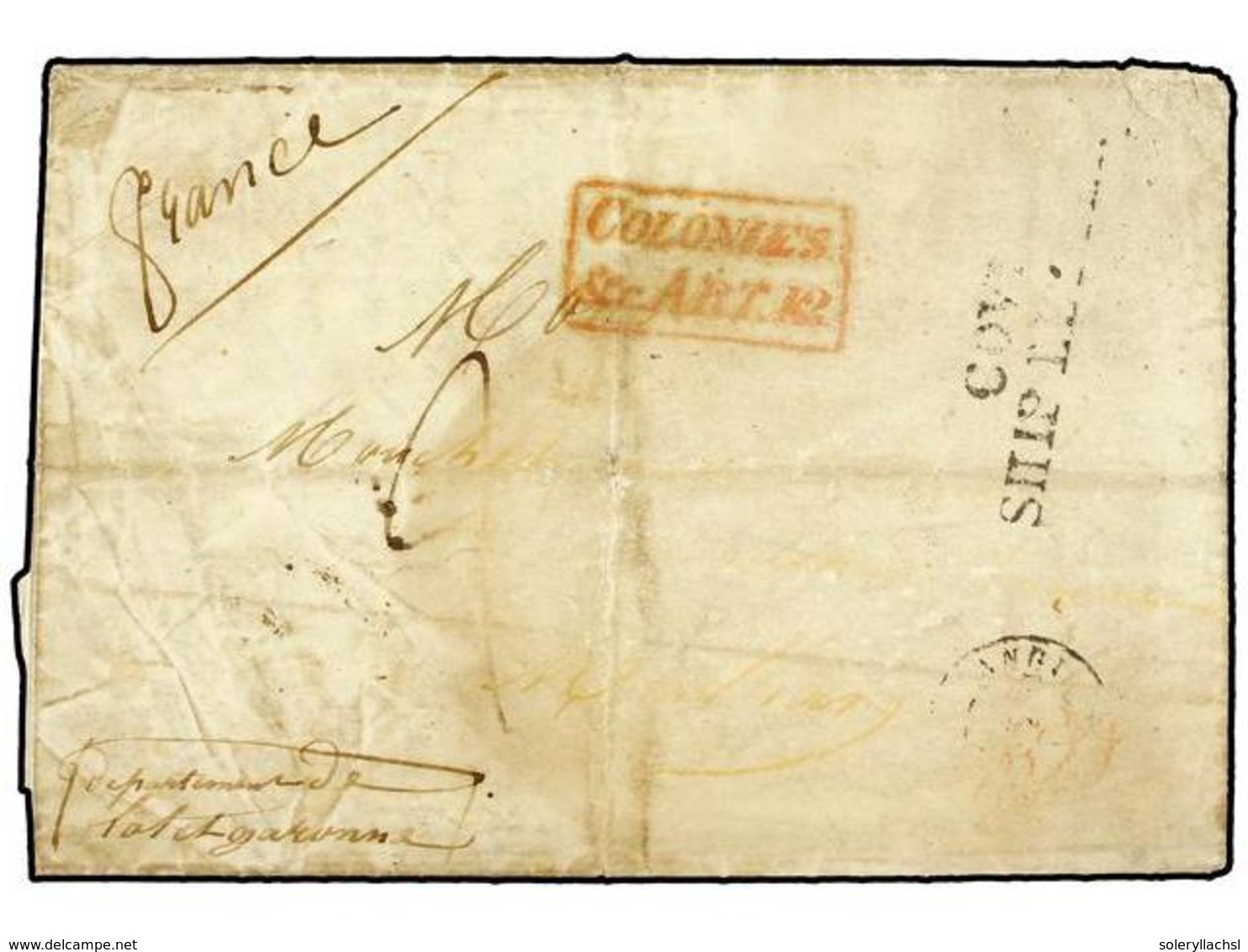 2294 TAHITI. 1844 (May 1). Entire Letter From PAPEETE (Tahiti) With Some Water Staining, Mailed To FRANCE Via Cove (Irel - Other & Unclassified