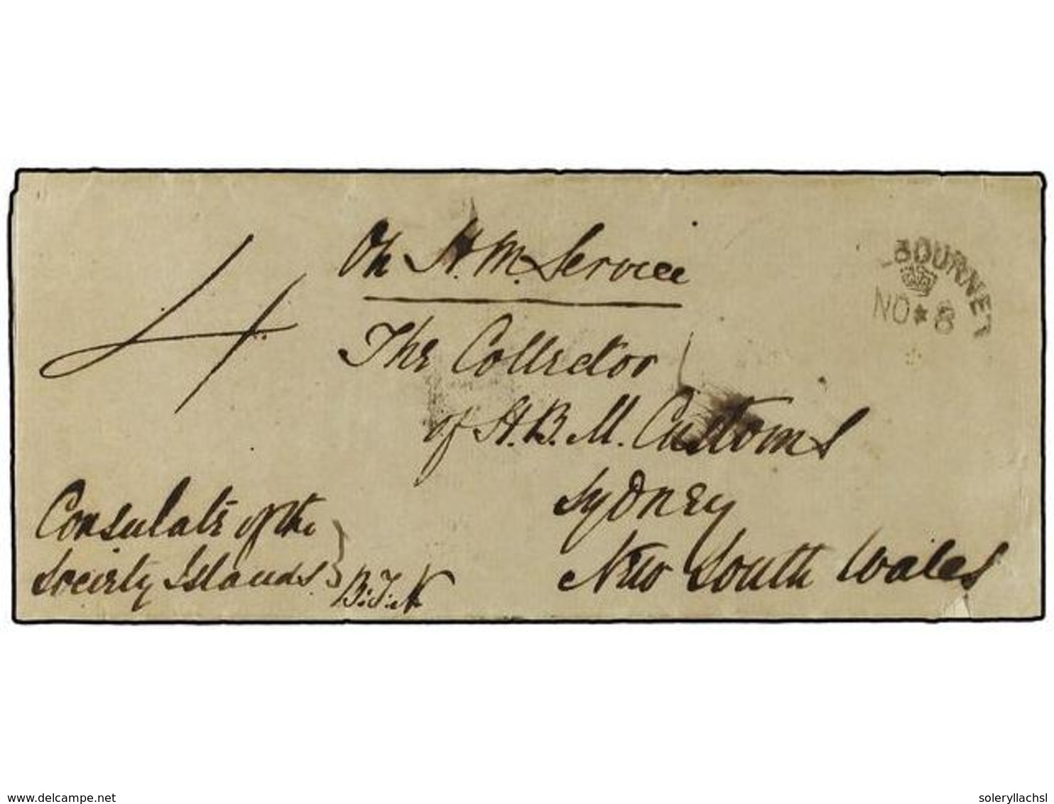 2300 TAHITI. 1853. 'O.H.M.S.' Cover From Papeete Endorsed <I>'Consulate Of The Society Islands' </I>at Lower Left, Addre - Sonstige & Ohne Zuordnung