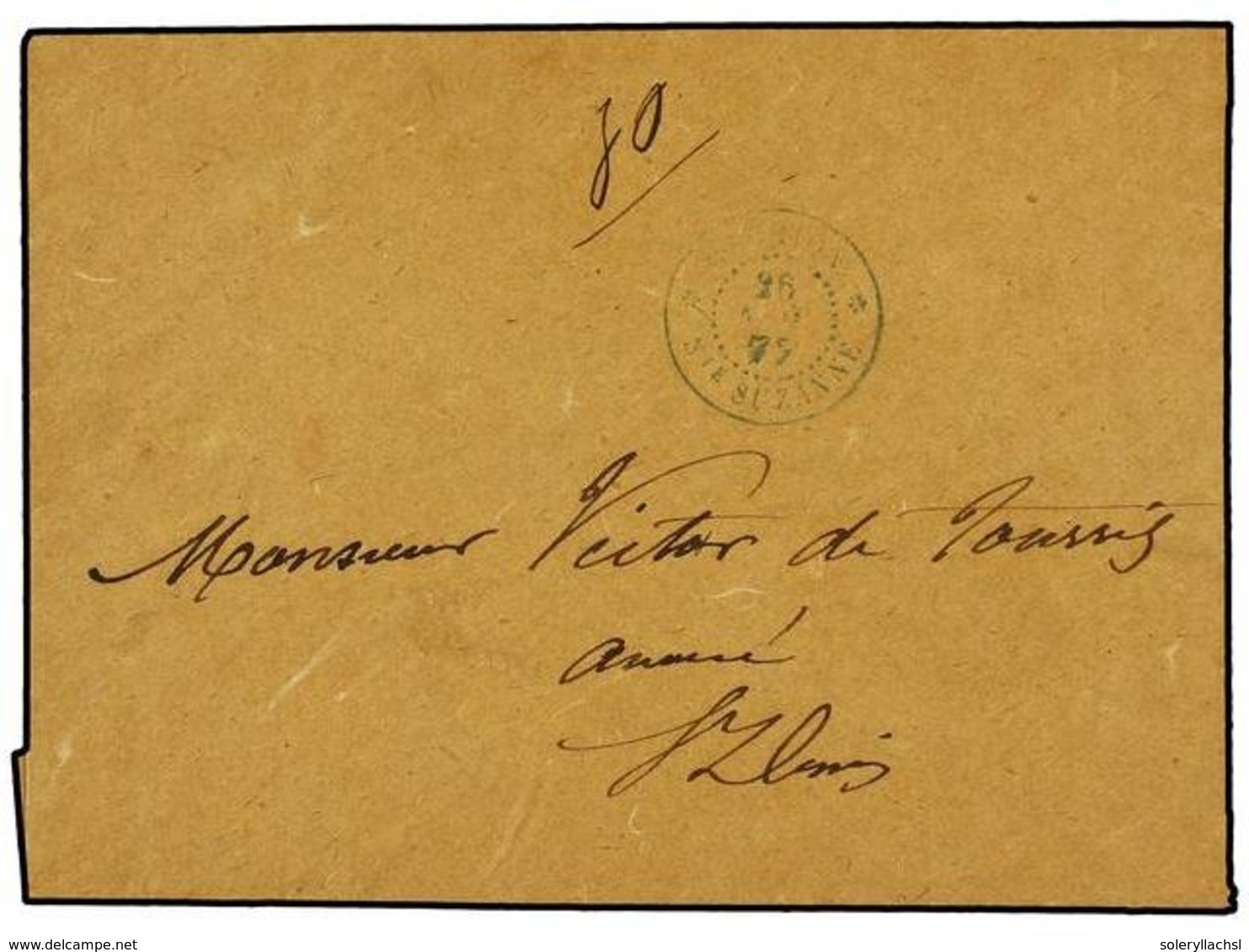 2336 REUNION. 1877 (Nov 26). Local Cover To ST. DENIS Sent Prepaid At <B>30c.</B> (in Manuscript) With Fair Strike Of Sc - Sonstige & Ohne Zuordnung