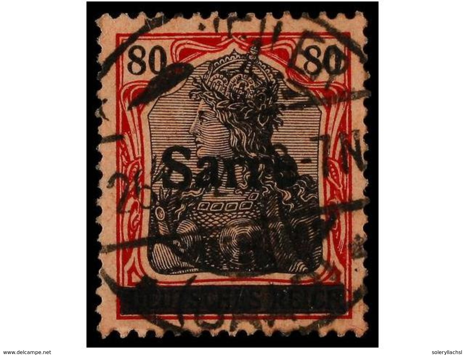 2352 ° SARRE. Yv.16. 1920. <B>80 Pf.</B> Red And Black. Fine In Used. Yvert.320?. - Other & Unclassified