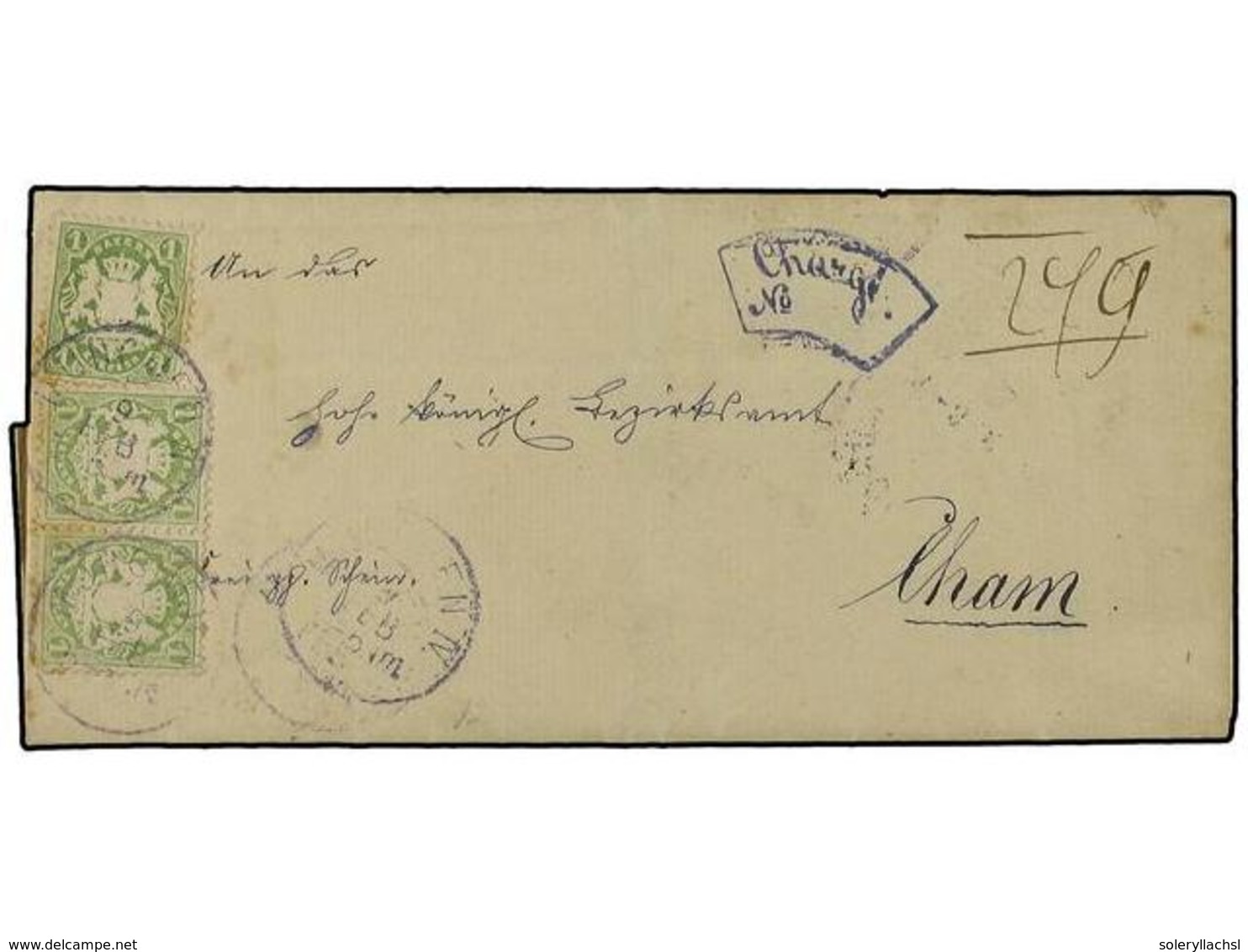 2435 ALEMANIA ANTIGUOS ESTADOS: BAVIERA. (1873 CA). Registered Cover From Munich To Cham With 1870-72 <B>1kr</B>. Bright - Sonstige & Ohne Zuordnung