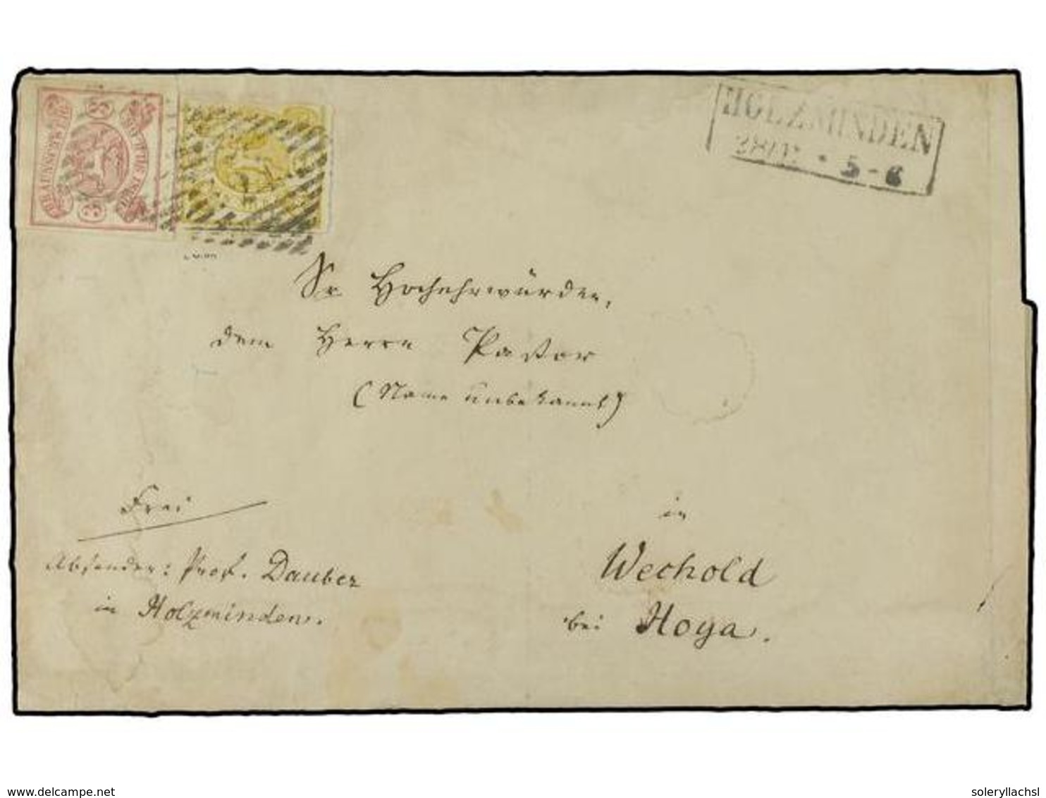 2446 ALEMANIA ANTIGUOS ESTADOS: BRUNSWICK. (1864 CA.) (Dec 28). Cover To Wechold Near Hoya From Holzminden Franked By Im - Sonstige & Ohne Zuordnung