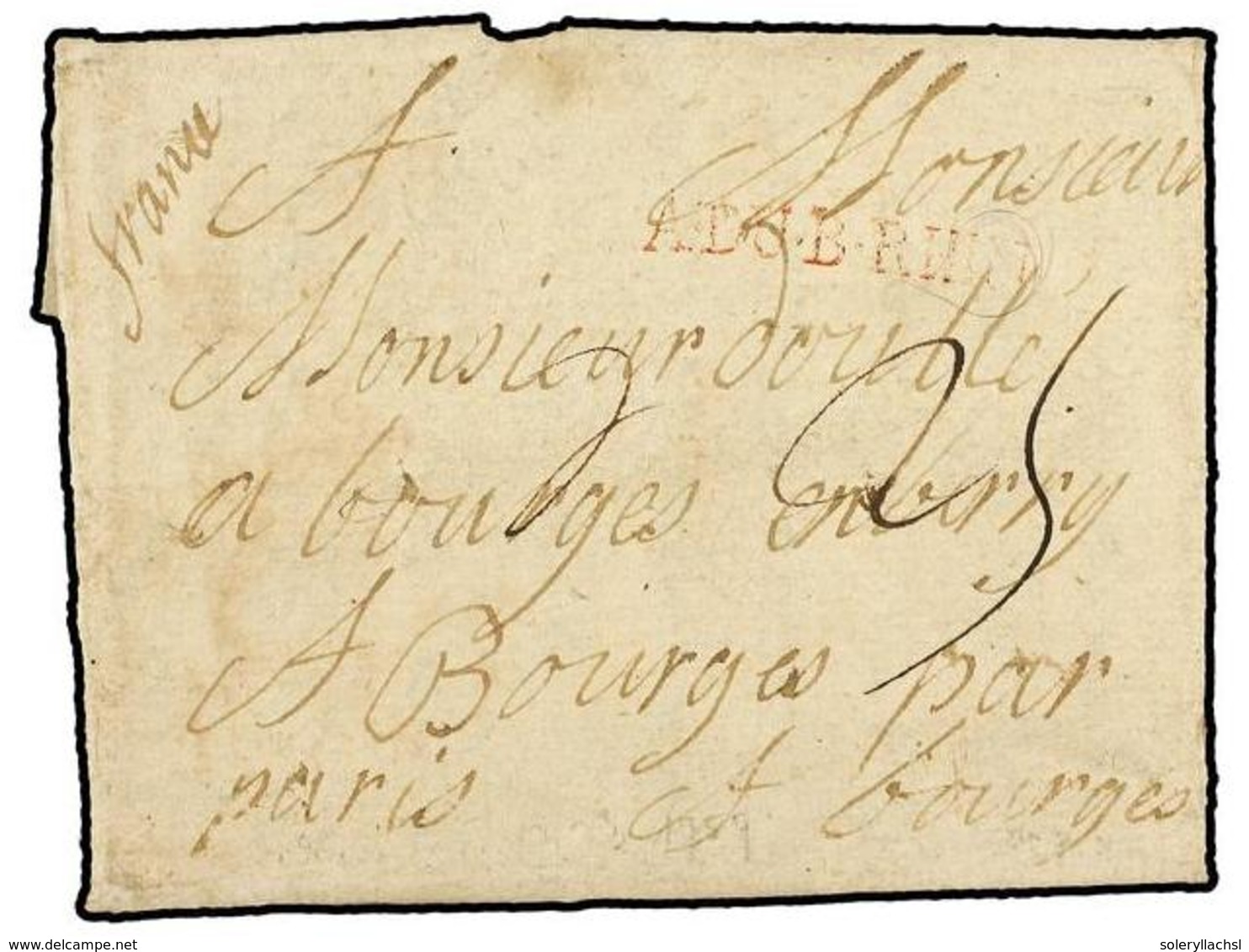 2454 ALEMANIA ANTIGUOS ESTADOS: HANNOVER. 1754. Entire Letter From HANNOVER To BOURGES Via Paris With Good Strike Of <B> - Other & Unclassified