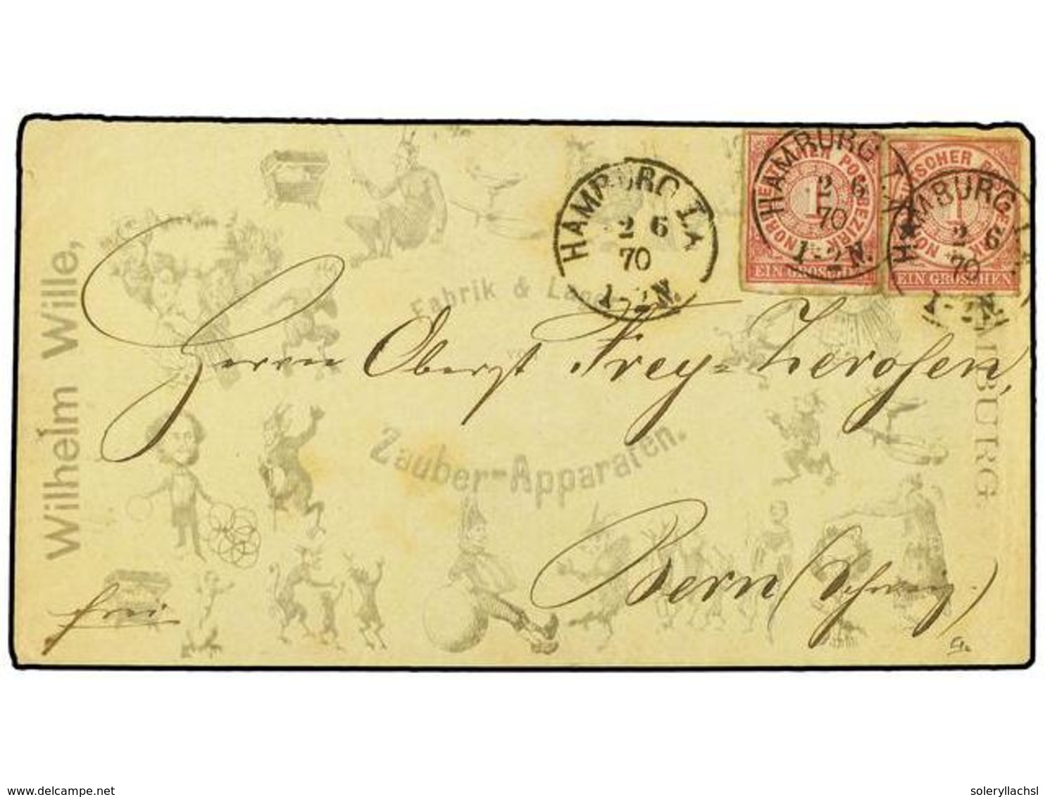 2465 ALEMANIA ANTIGUOS ESTADOS: CONFEDERACION DEL NORTE. 1870 (June 2). Delightful Printed Illustrated Envelope (picture - Other & Unclassified