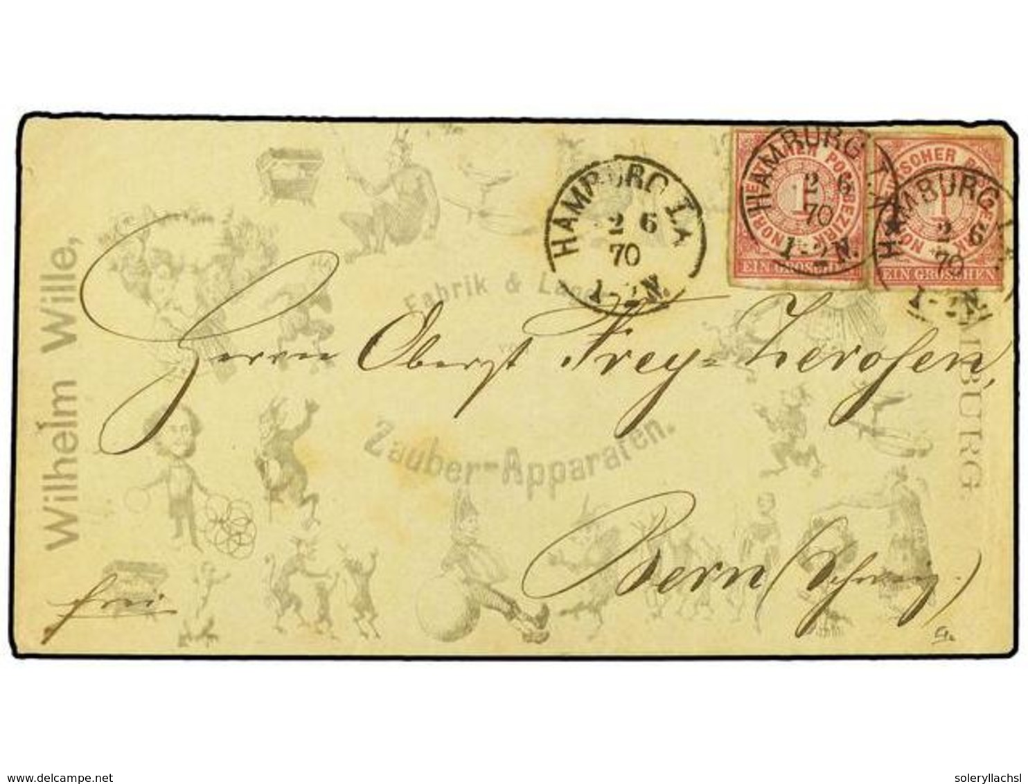 2465 ALEMANIA ANTIGUOS ESTADOS: CONFEDERACION DEL NORTE. 1870 (June 2). Delightful Printed Illustrated Envelope (picture - Sonstige & Ohne Zuordnung