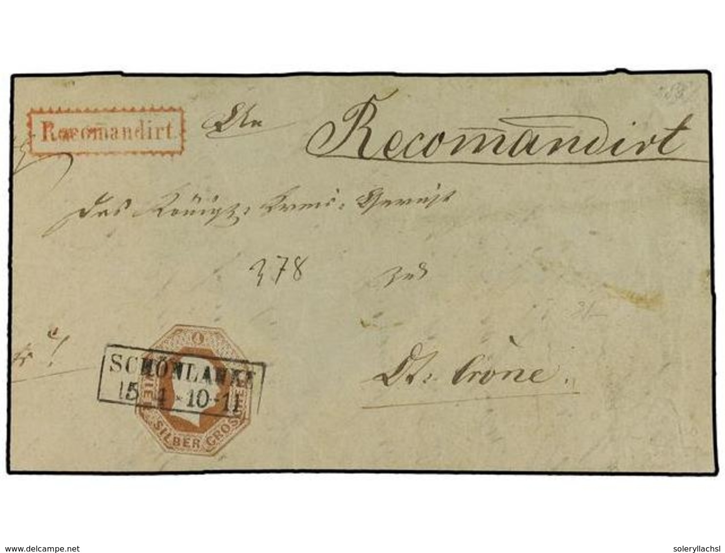 2472 ALEMANIA ANTIGUOS ESTADOS: PRUSIA. (1853 CA). Cover Front And Part Back Sent Registered With Extraordinary Usage Of - Sonstige & Ohne Zuordnung