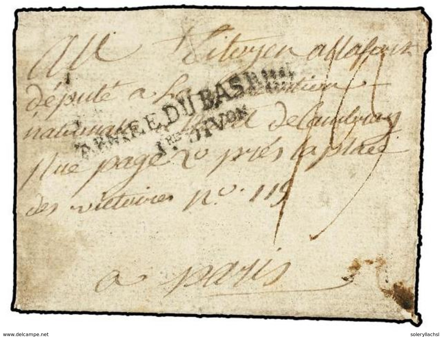 2516 ALEMANIA. 1795. OPPENHEIM To FRANCE. Entire Letter With <B>ARMEE DU BAS RHIN/1er DIVon</B> Mark. - Sonstige & Ohne Zuordnung