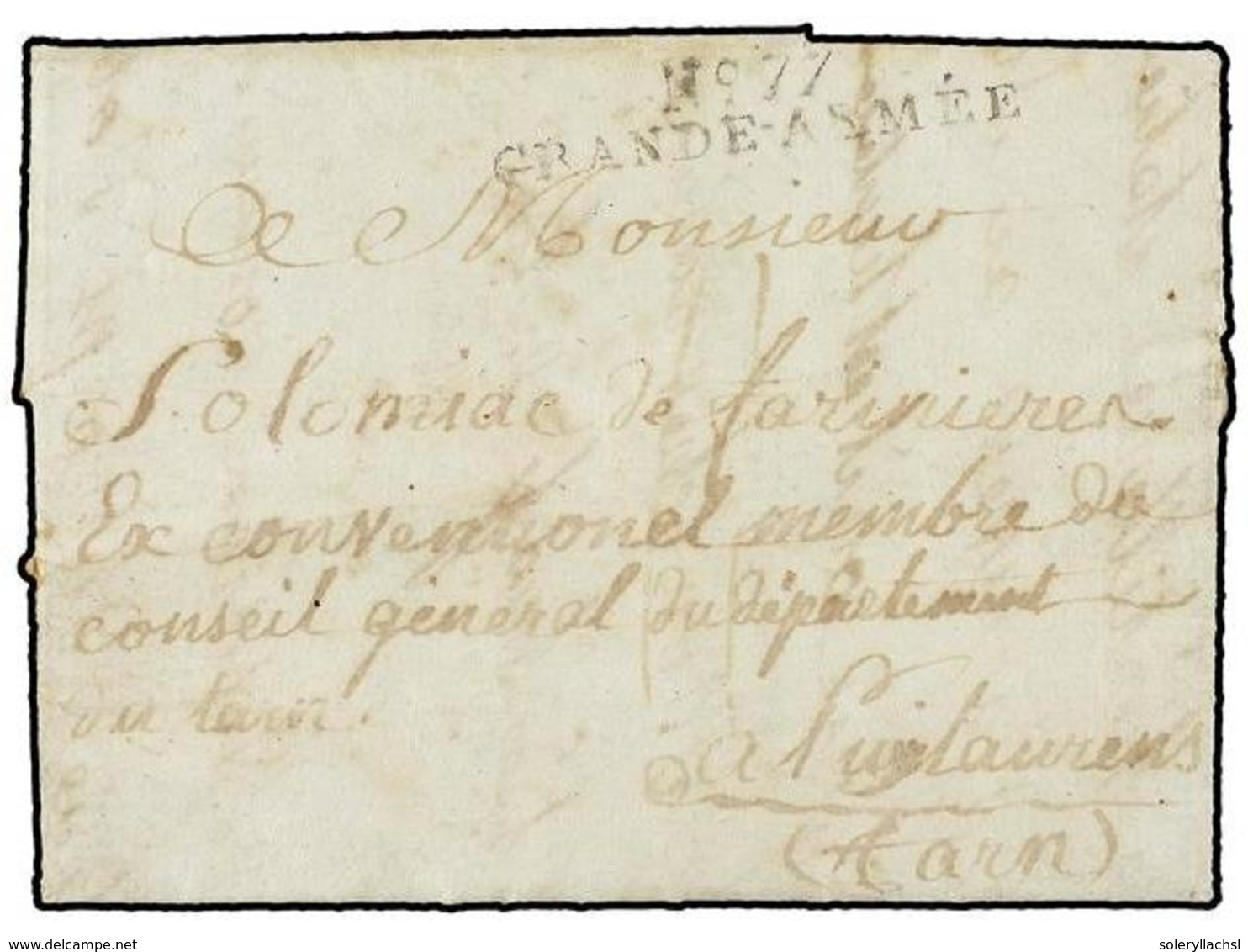 2529 ALEMANIA. 1807 (14 Agosto). MITTELHAGEN, Devant STRALSUND (Germany) To FRANCE. Entire Letter With Black<B> Nº 77/GR - Sonstige & Ohne Zuordnung