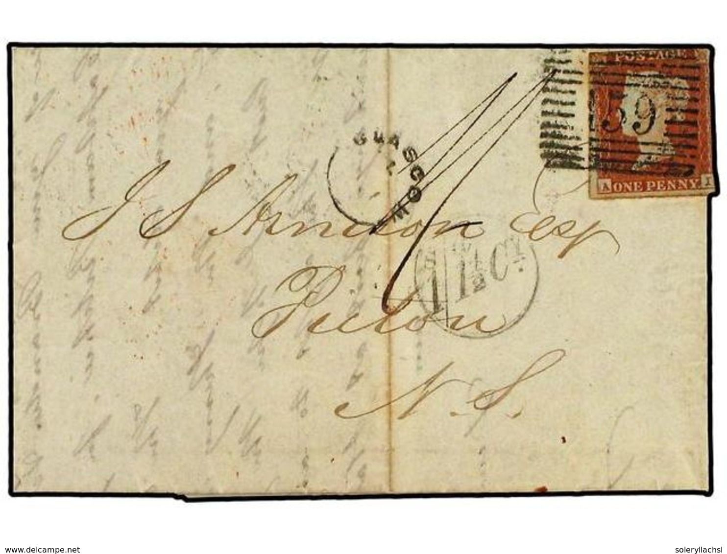 2603 GRAN BRETAÑA. 1850(April 12th). Entire Letter From Glasgow To Pictou, NOVA SCOTIA Franked For Internal Rate Only Wi - Other & Unclassified