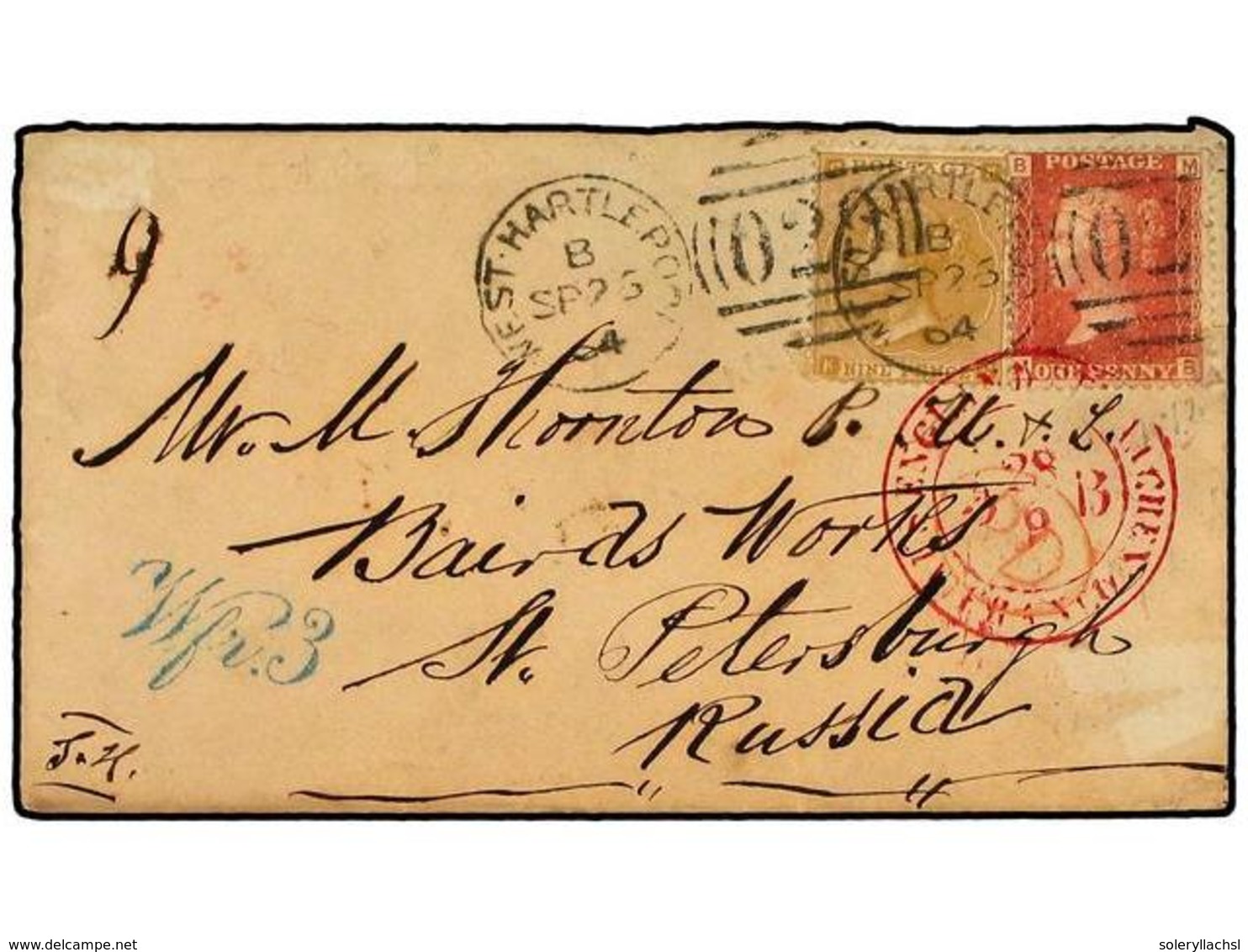 2621 GRAN BRETAÑA. 1864(Sept 26th). Cover Via Belgium To St.Petersburg, RUSSIA At 10d Rate (under ½ Ounce) Bearing <B>1d - Other & Unclassified