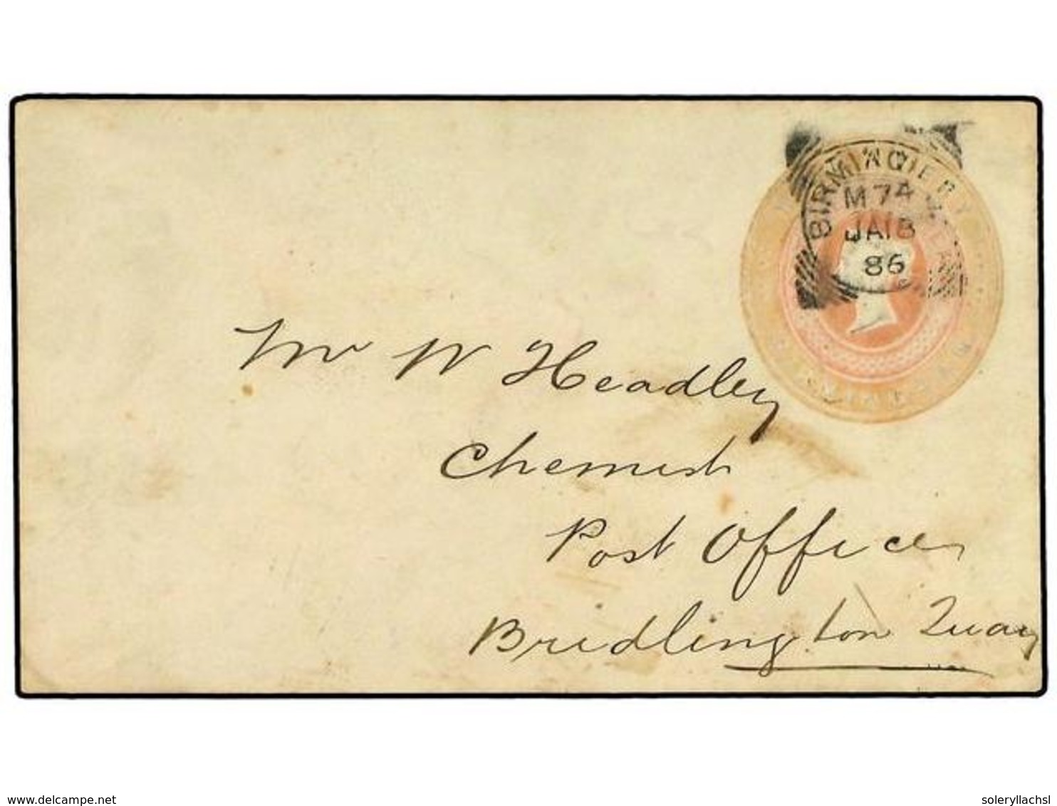 2644 GRAN BRETAÑA. 1886. <B>1 D.</B> Postal Stationery Envelope With Advertising Collar Of W&T AVERY/BIRMINGHAM, Cancell - Other & Unclassified