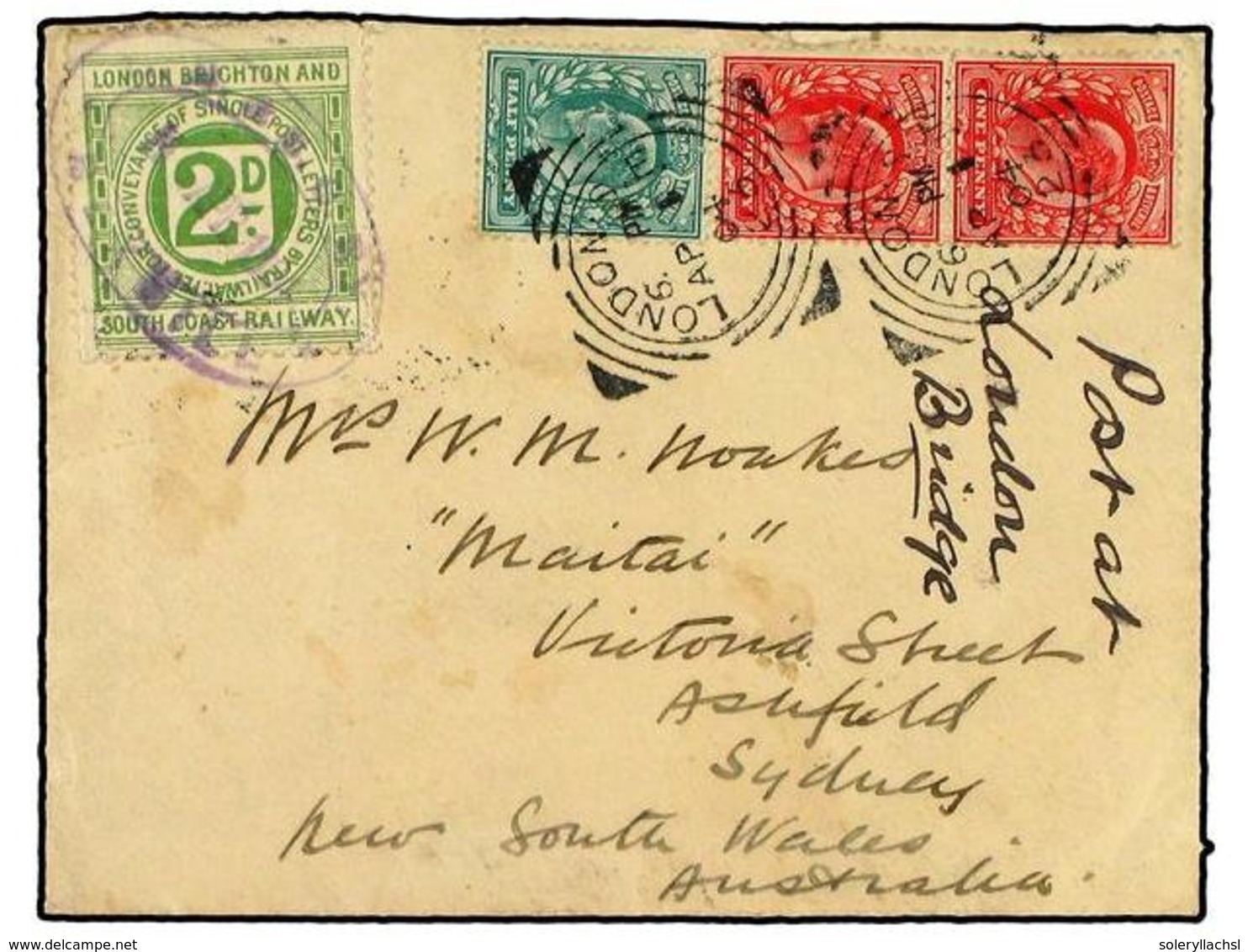 2651 GRAN BRETAÑA. 1904 (Apr 1). Cover To SYDNEY, Australia Franked At 2 1/2 D. Rate With 1902 <B>1/2 D.</B> And 2 X <B> - Other & Unclassified